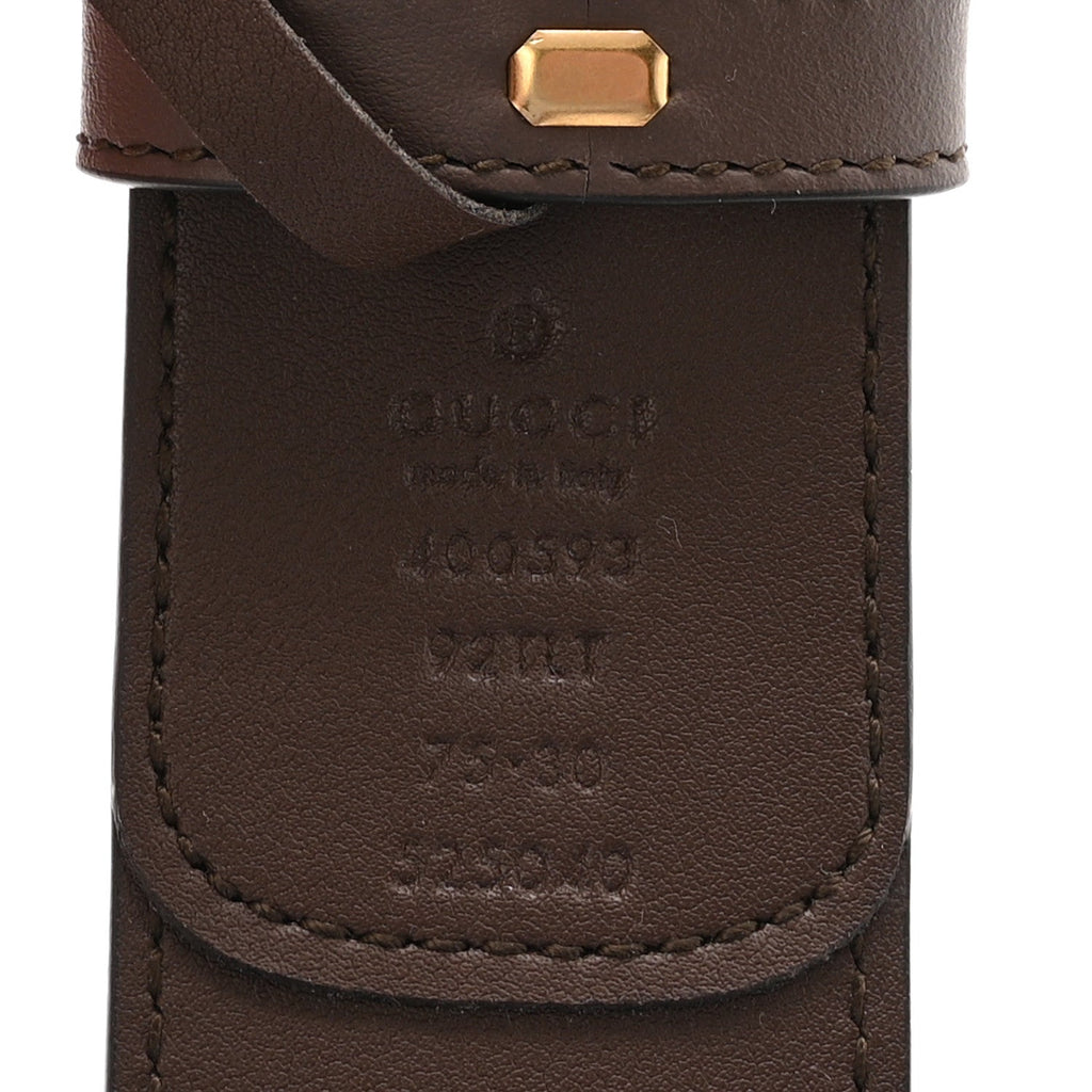 Gucci GG Supreme Monogram Matte Plutone Calfskin Double G 40mm Belt 75 30 Beige Ebony New Acero