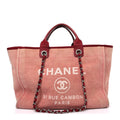 Chanel Canvas Large Deauville Tote Red