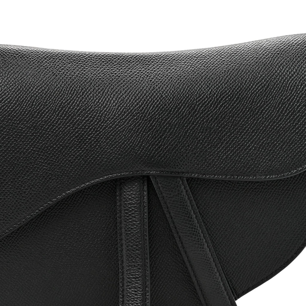 Christian Dior Grained Calfskin Saddle Bag Black