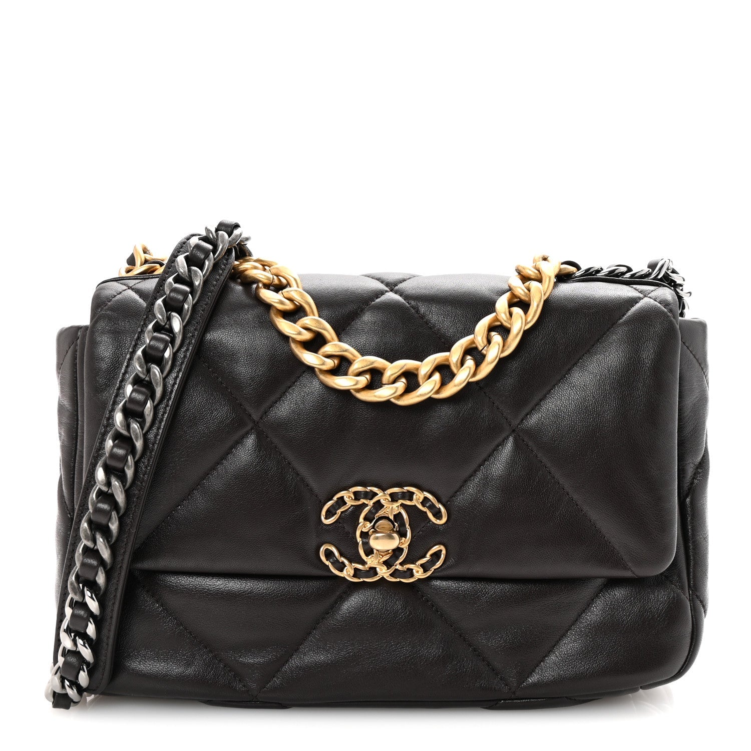 Chanel Lambskin Quilted Medium Chanel 19 Flap Dark Brown