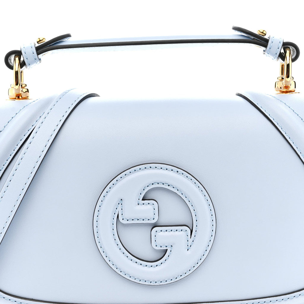 Gucci Roxy Calfskin Medium Blondie Top Handle Bag Cloudy Blue