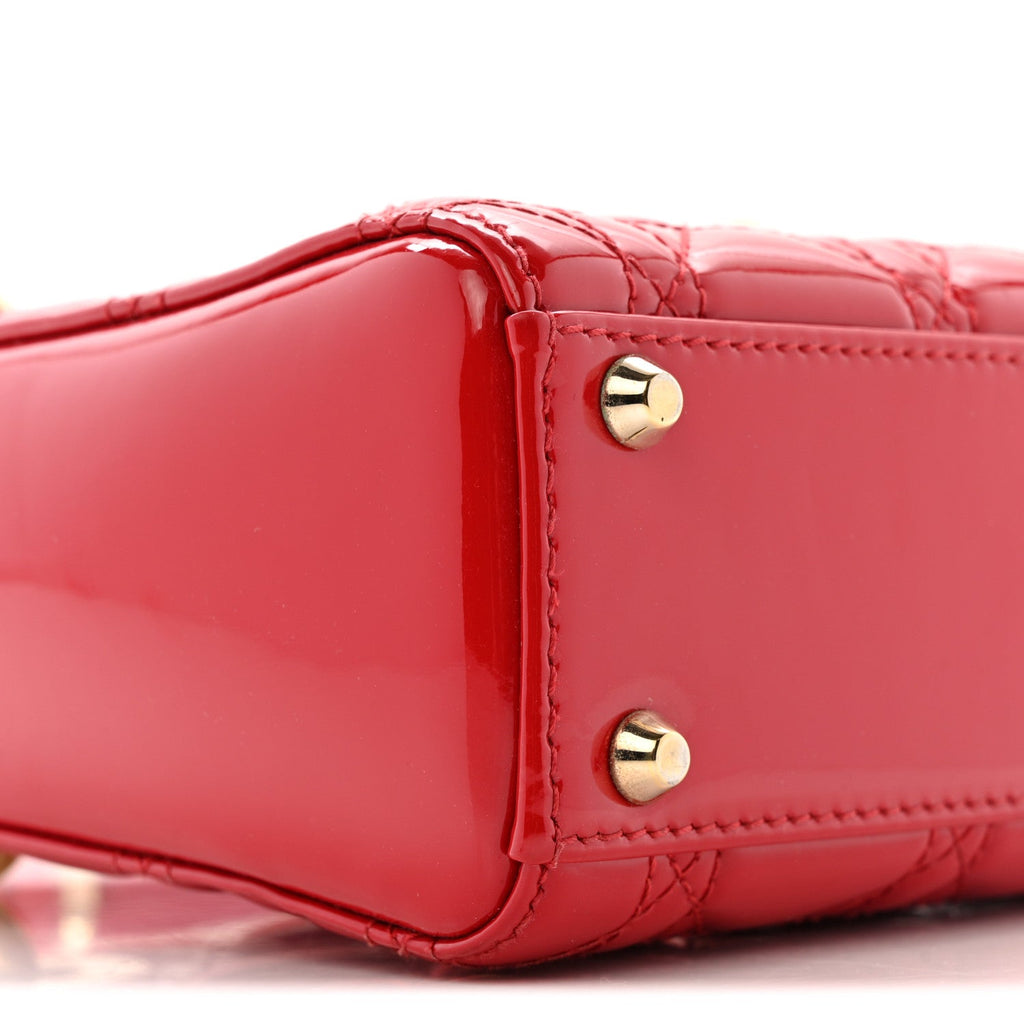 Christian Dior Patent Cannage Mini Lady Dior Red
