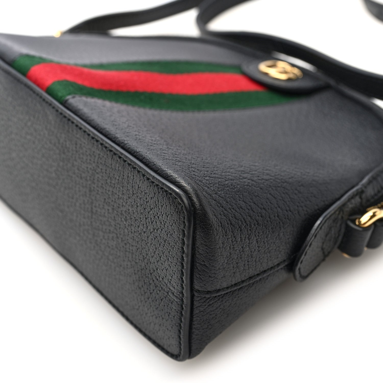 Gucci Calfskin GG Web Small Ophidia Dome Shoulder Bag Black