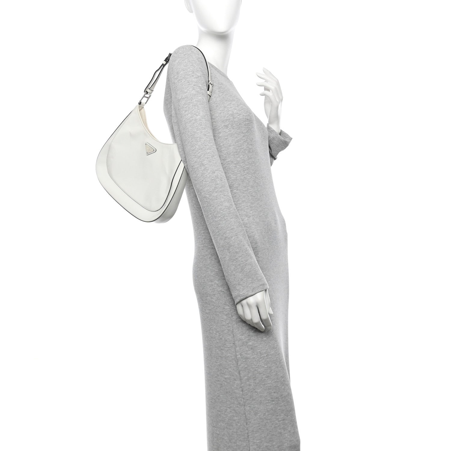 Prada Spazzolato Cleo Adjustable Strap Shoulder Bag White