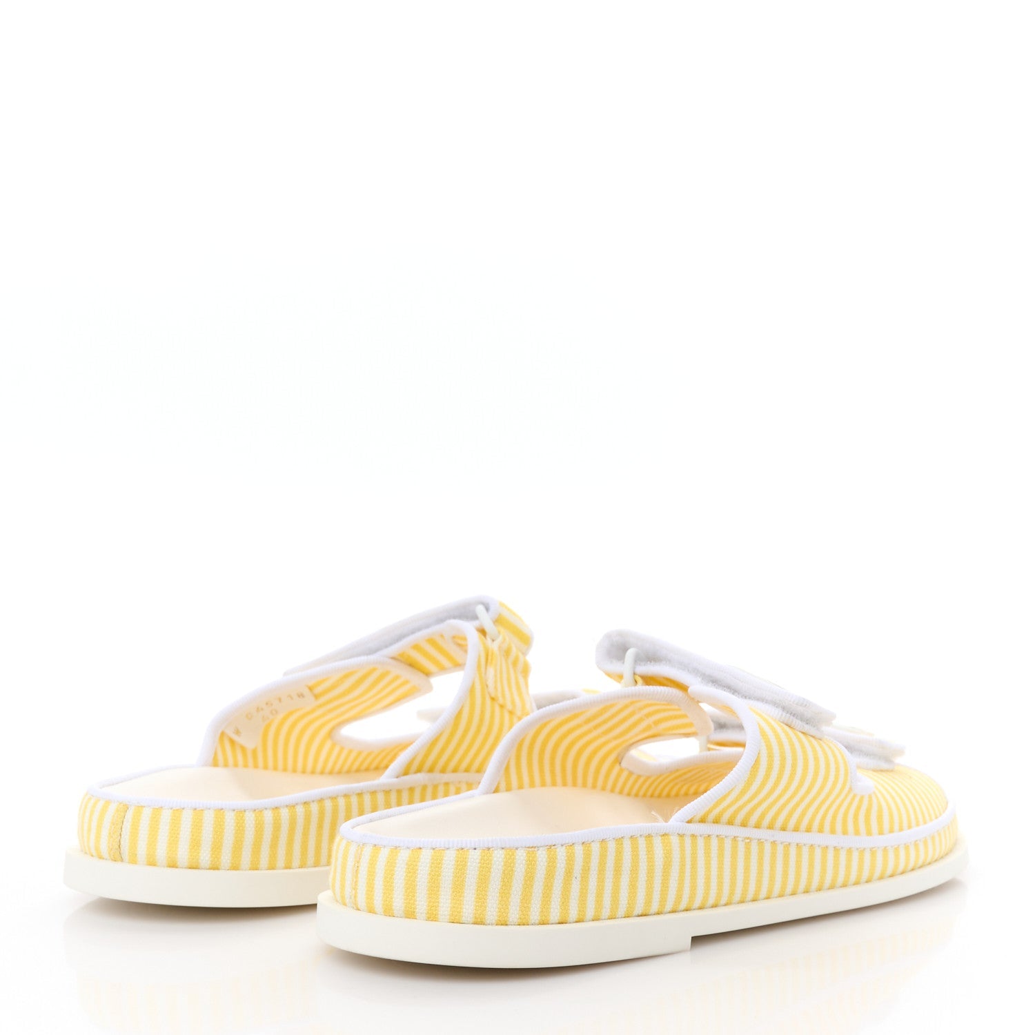 Printed Calfskin Velcro Dad Flat Mules 40 White Yellow