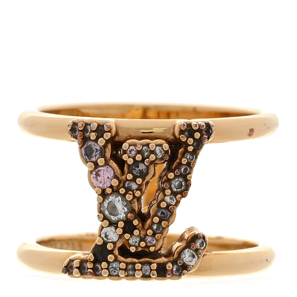 Louis Vuitton Metal Crystal Iconic Tresor Ring L Gold