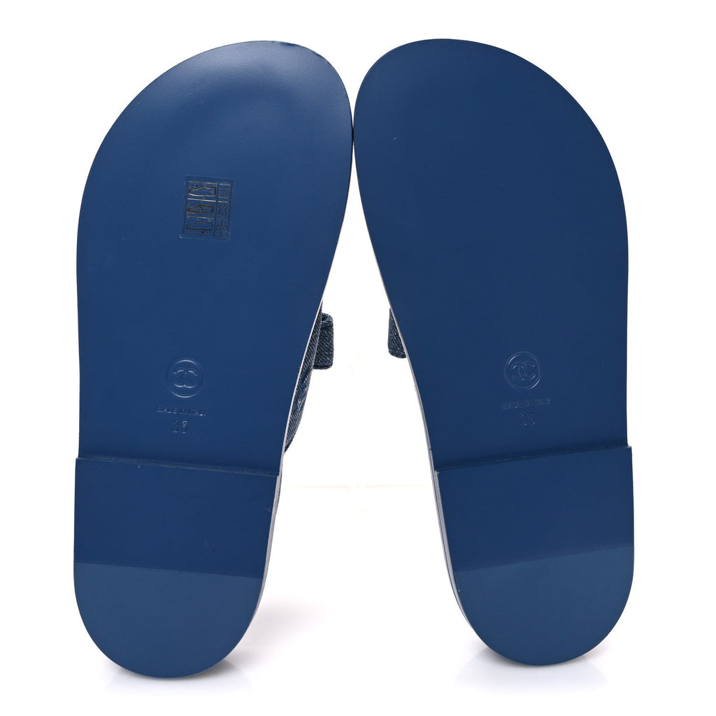 Denim CC Velcro Dad Chain CC Slide Sandals 35 Blue