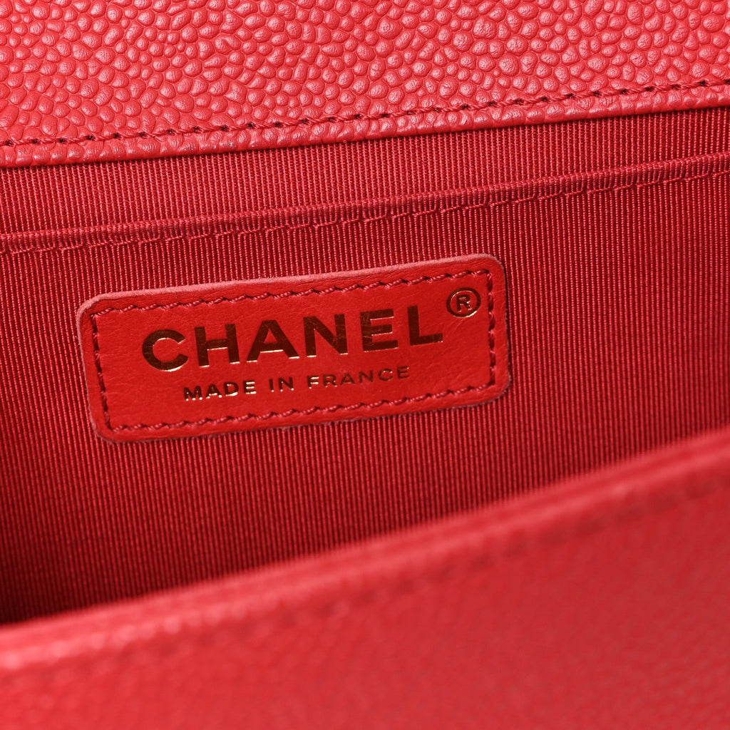 Chanel Caviar Quilted Medium Boy Flap Red