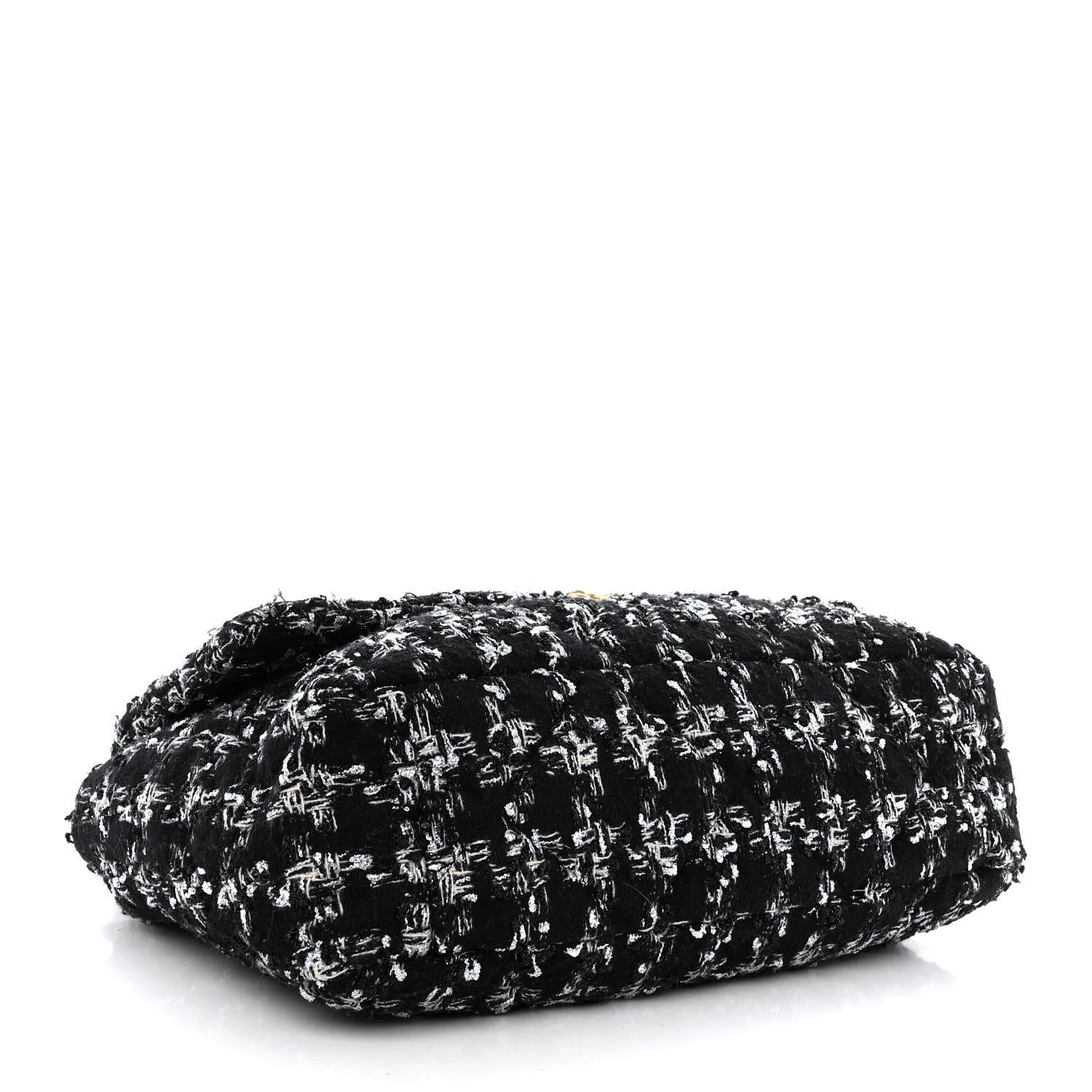 Chanel Tweed Quilted Maxi Chanel 19 Flap Black Silver Ecru