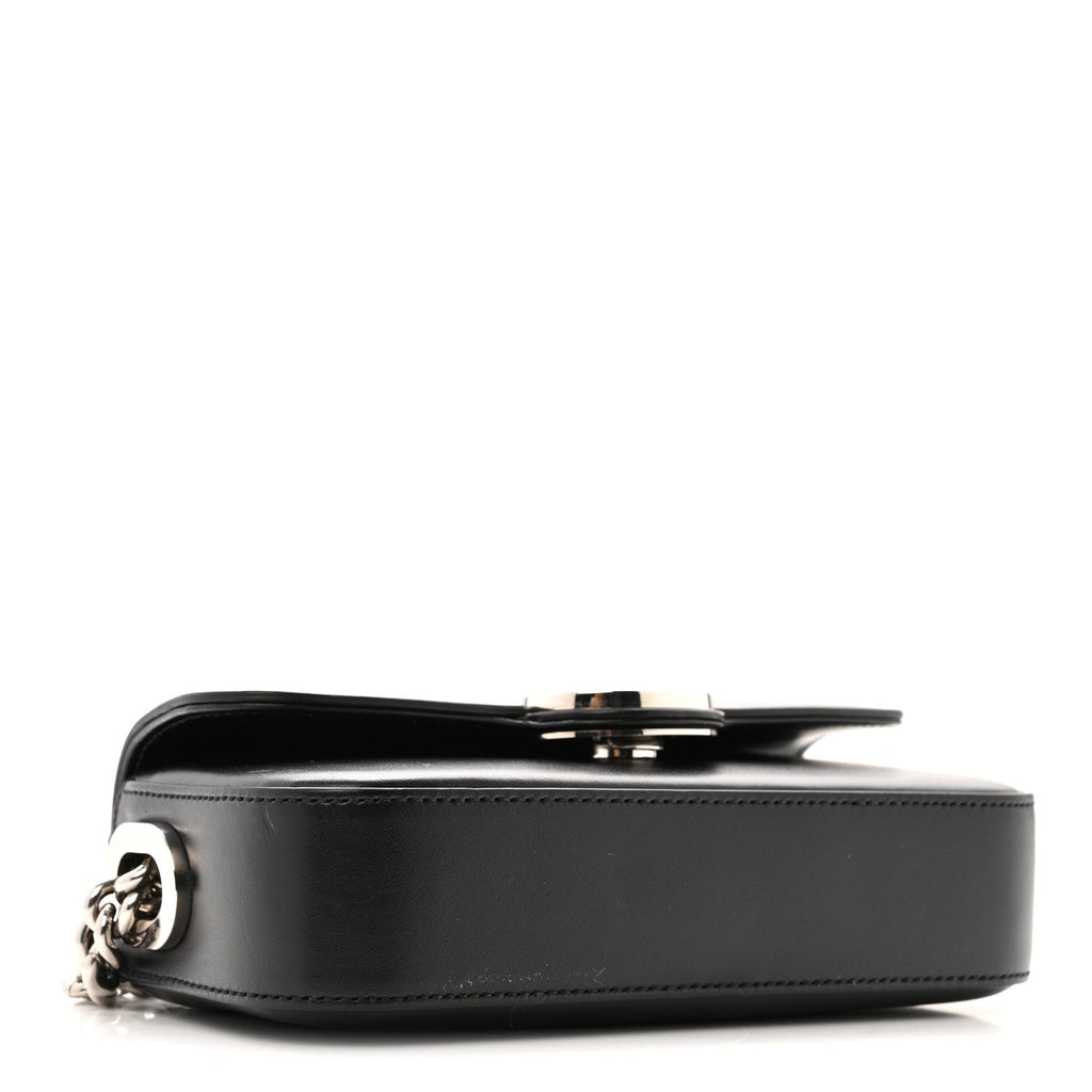 Gucci Senna Calfskin Petite GG Top Handle Shoulder Bag Black