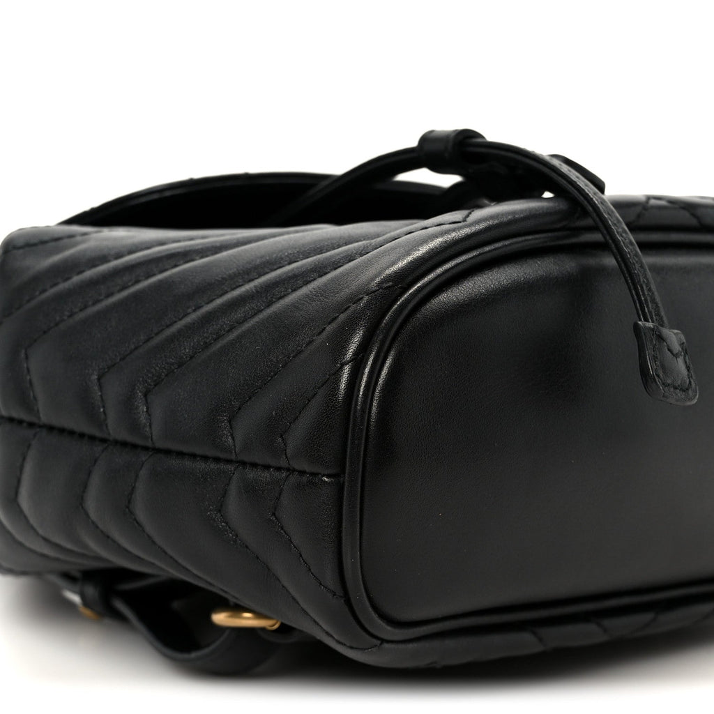 Gucci Calfskin Matelasse GG Marmont Flap Backpack Black