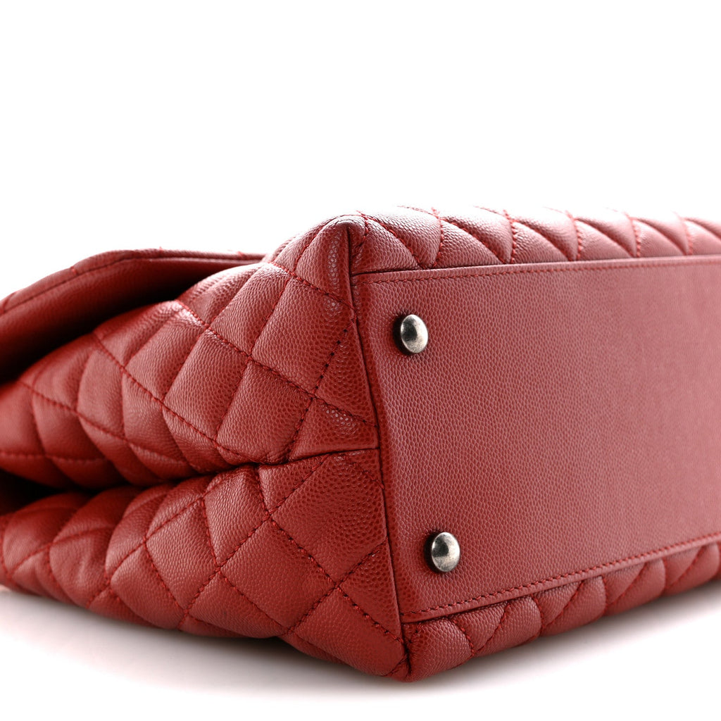 Chanel Caviar Quilted Medium Coco Handle Flap Red