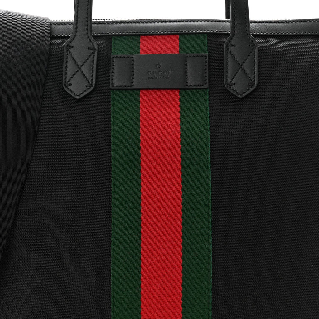 Gucci Techno Canvas Web Top Handle Shoulder Bag Black