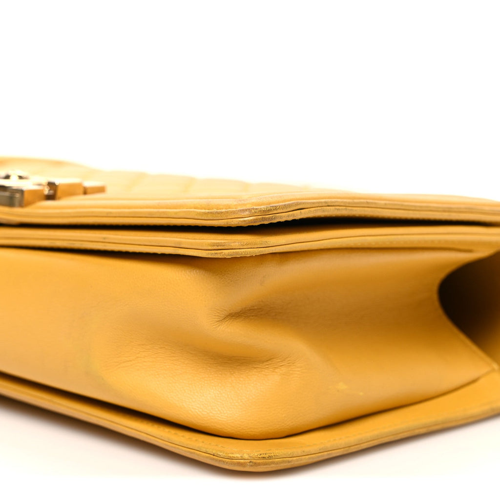 Chanel Lambskin Quilted Medium Boy Flap Yellow