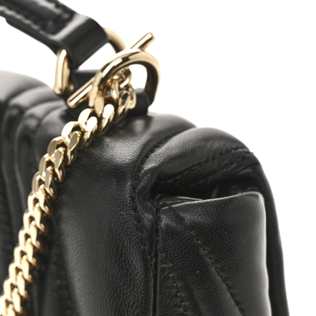 Gucci Lambskin Quilted Mini GG Milano Top Handle Shoulder Bag Black