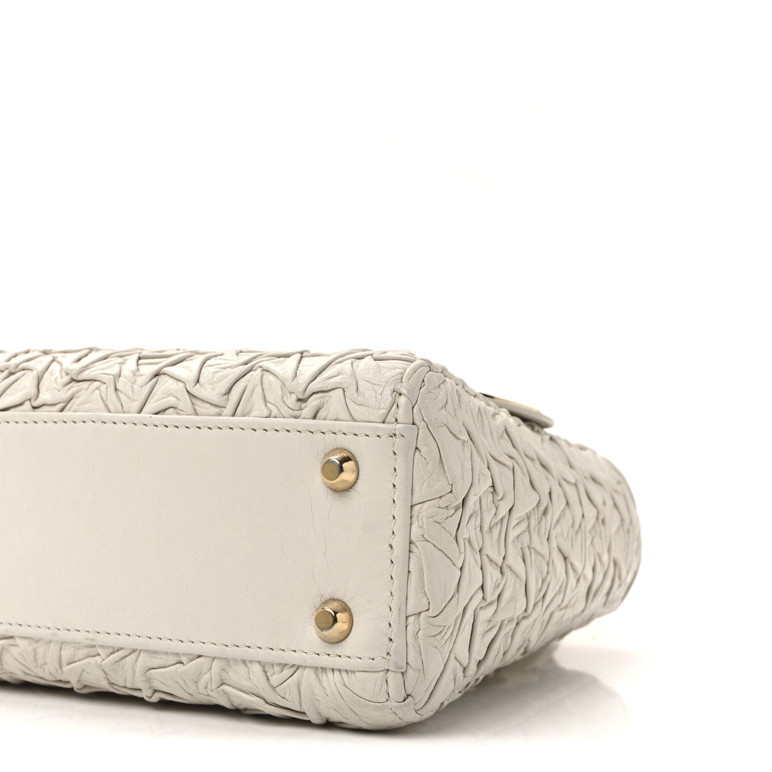 Christian Dior Lambskin Gathered Mini Lady Dior White