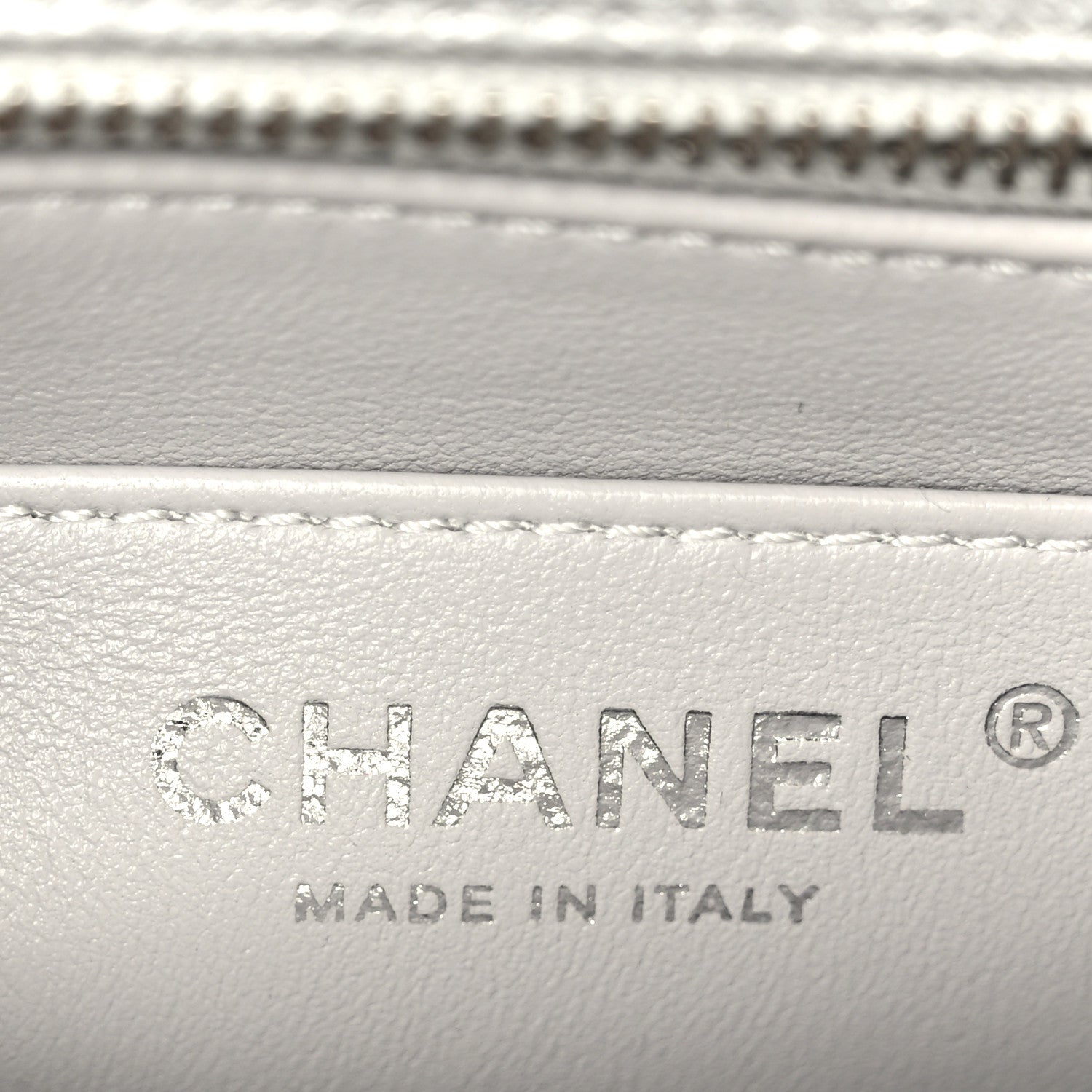 Chanel Metallic Caviar Quilted Mini Square CC Slide Flap Silver