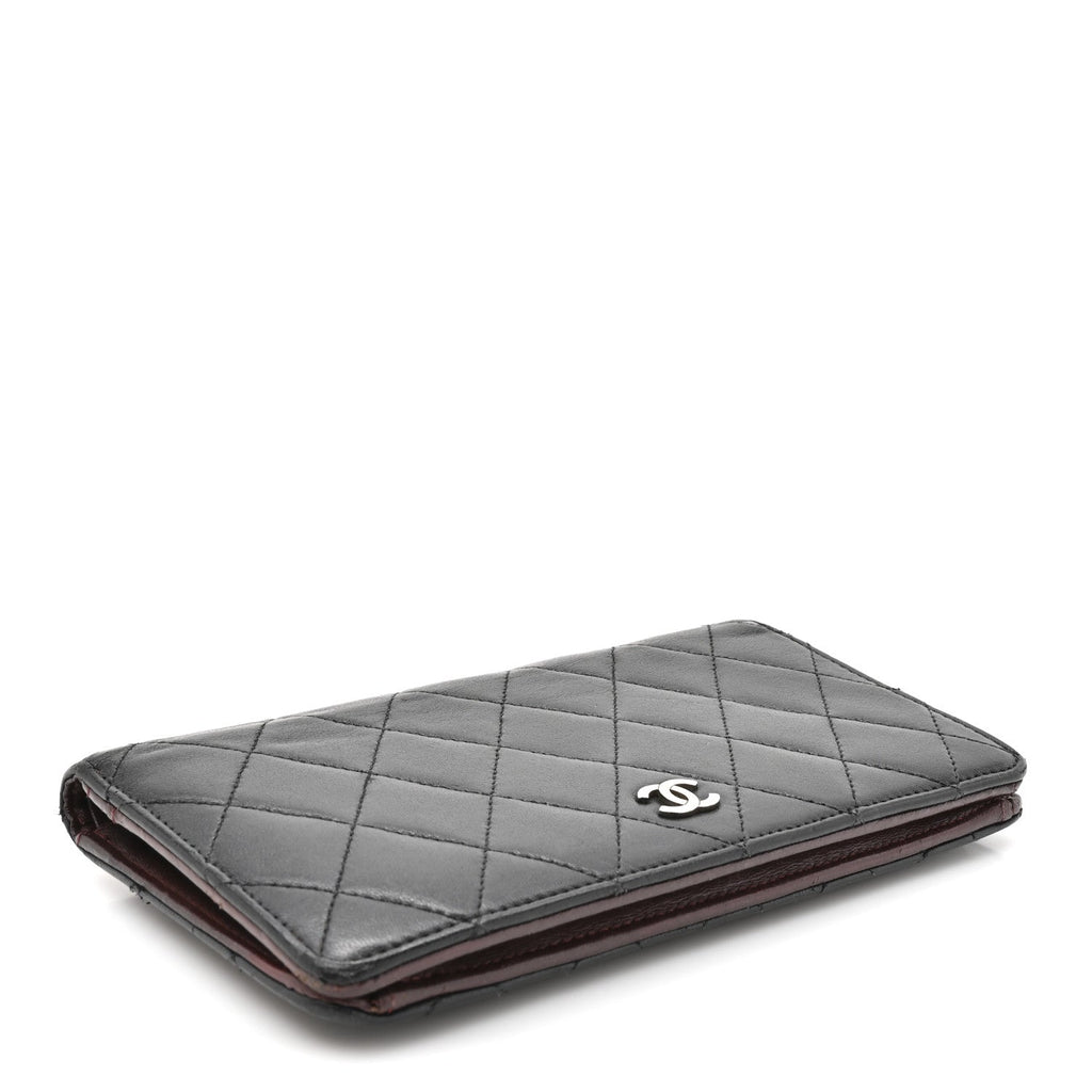 Lambskin Quilted Yen Wallet Black