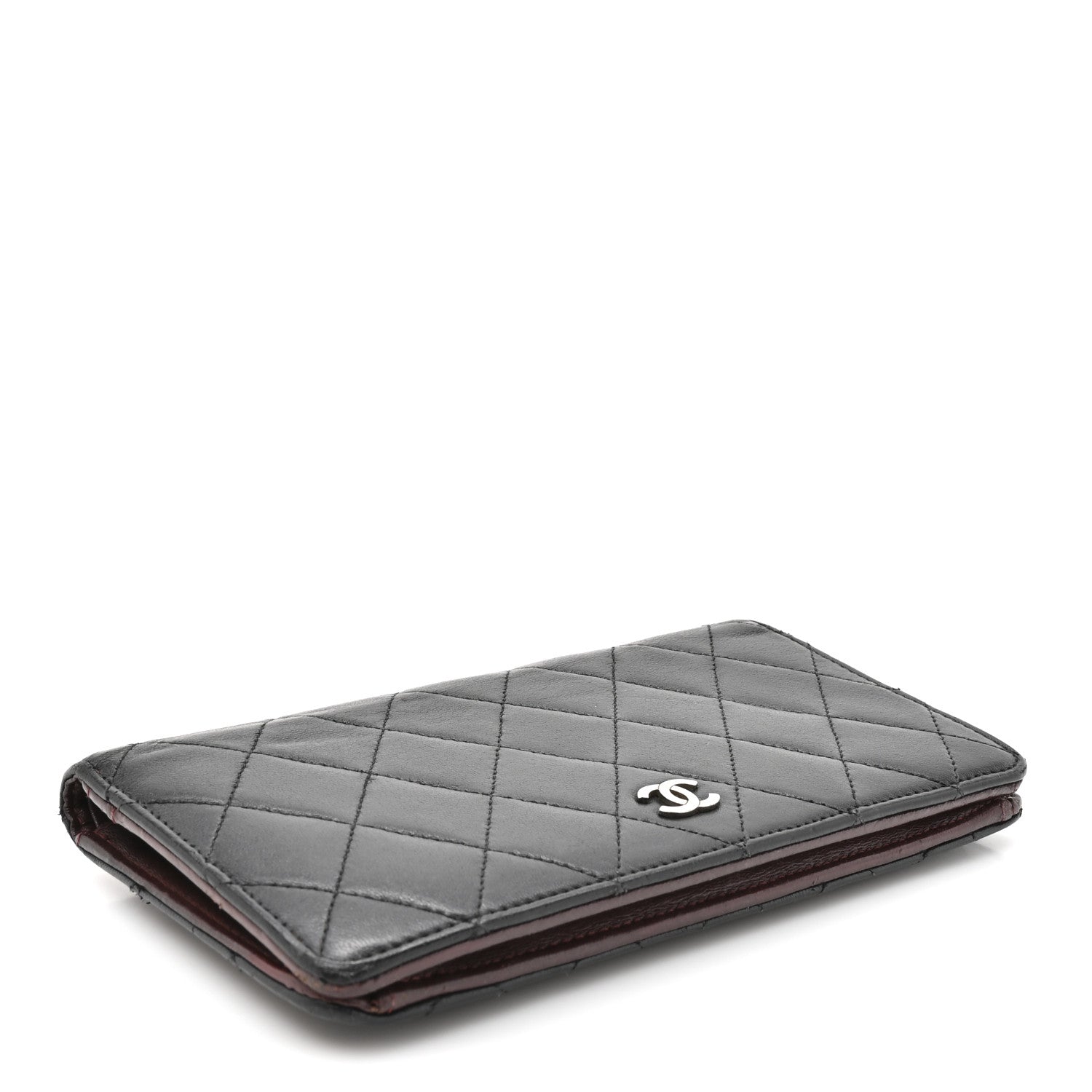 Lambskin Quilted Yen Wallet Black