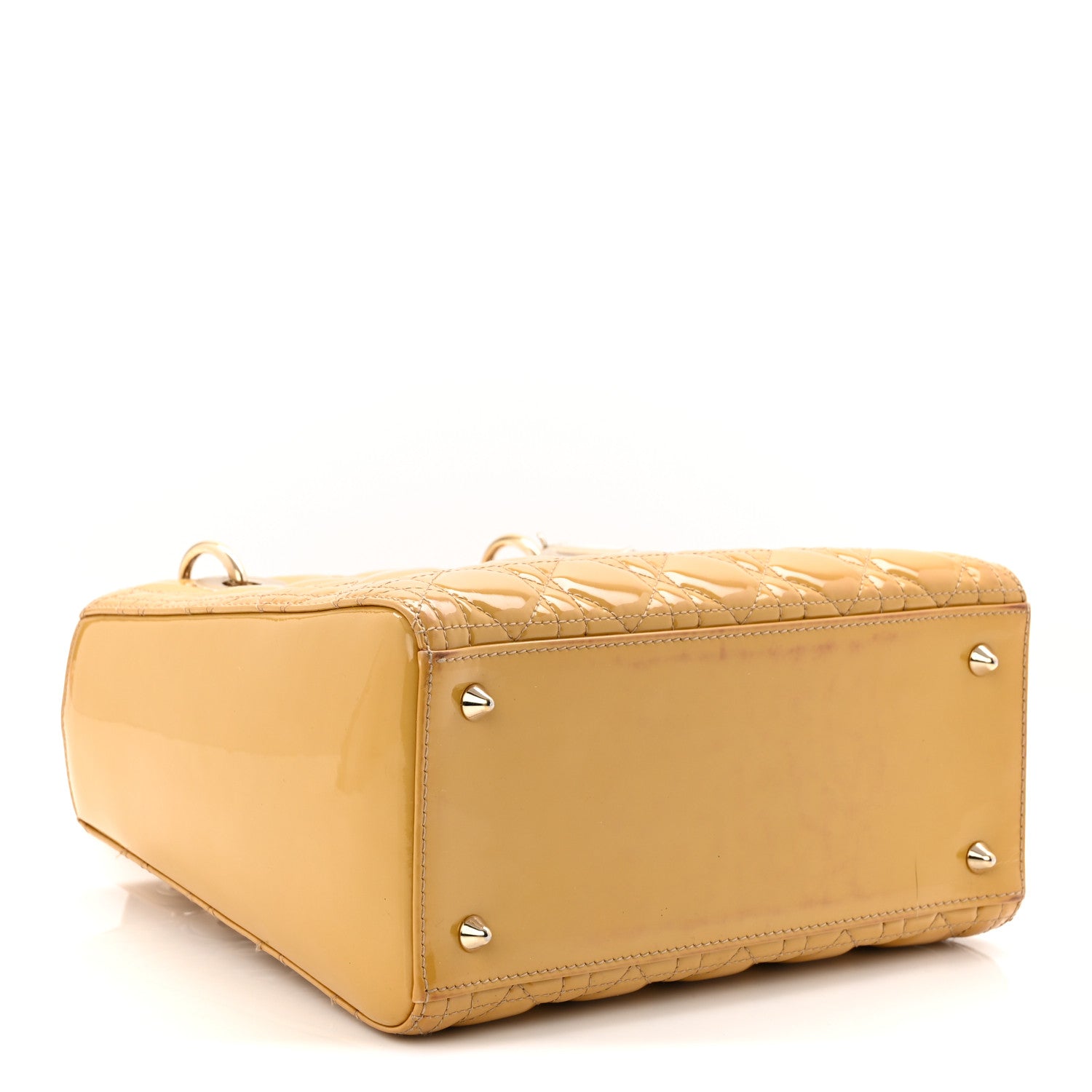 Christian Dior Patent Cannage Medium Lady Dior Beige