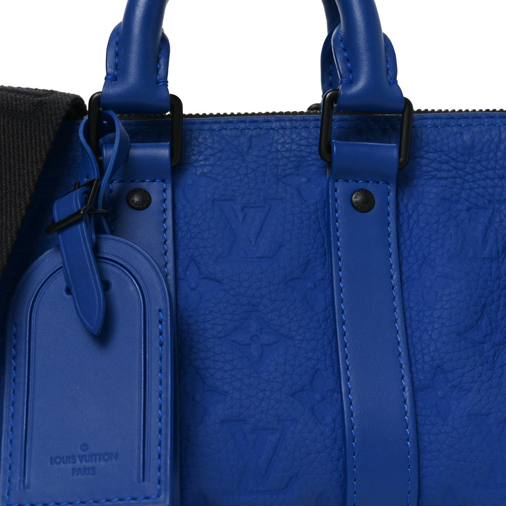 Louis Vuitton Monogram Taurillon Keepall Bandouliere 25 Racing Blue