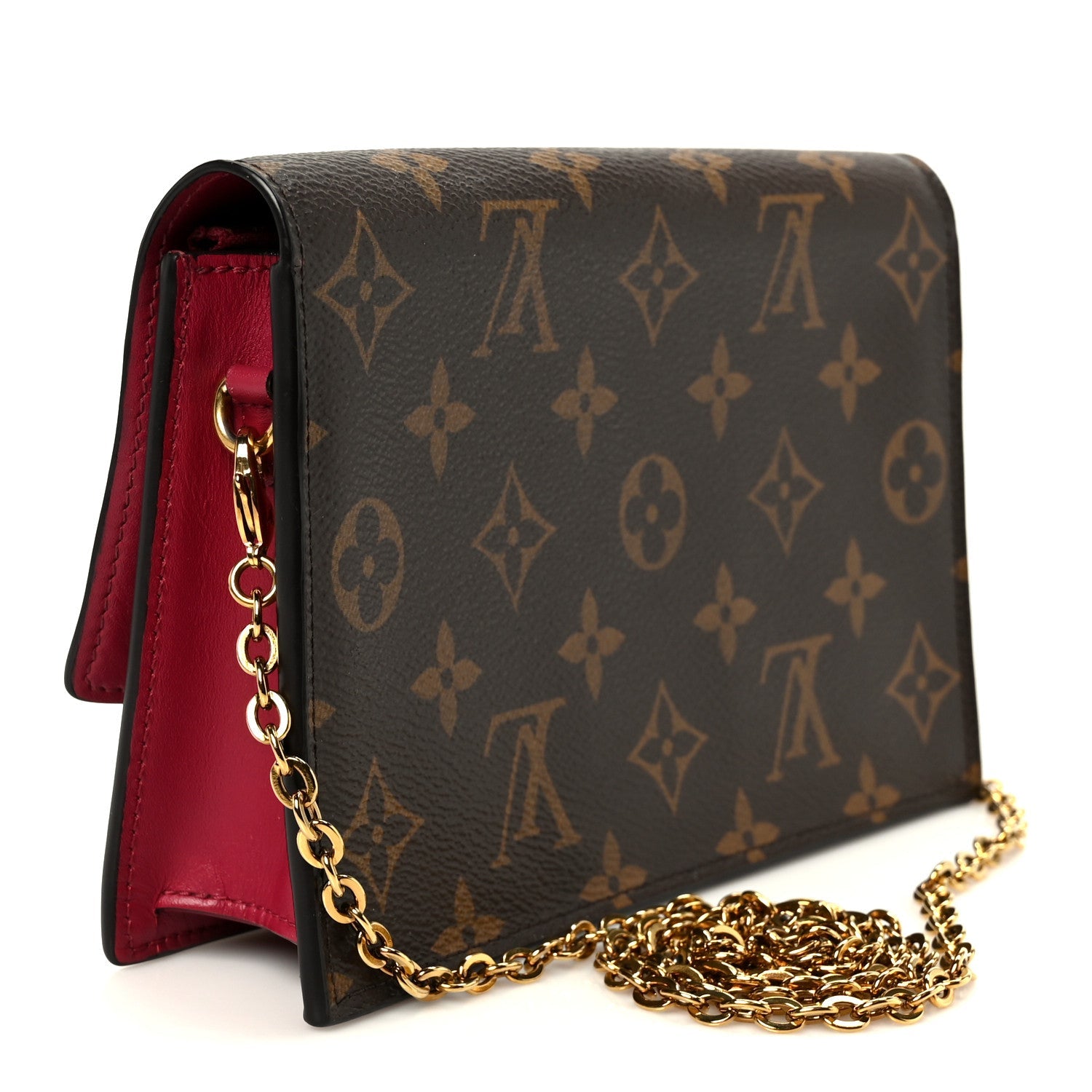 Louis Vuitton Monogram Flore Chain Wallet Fuchsia