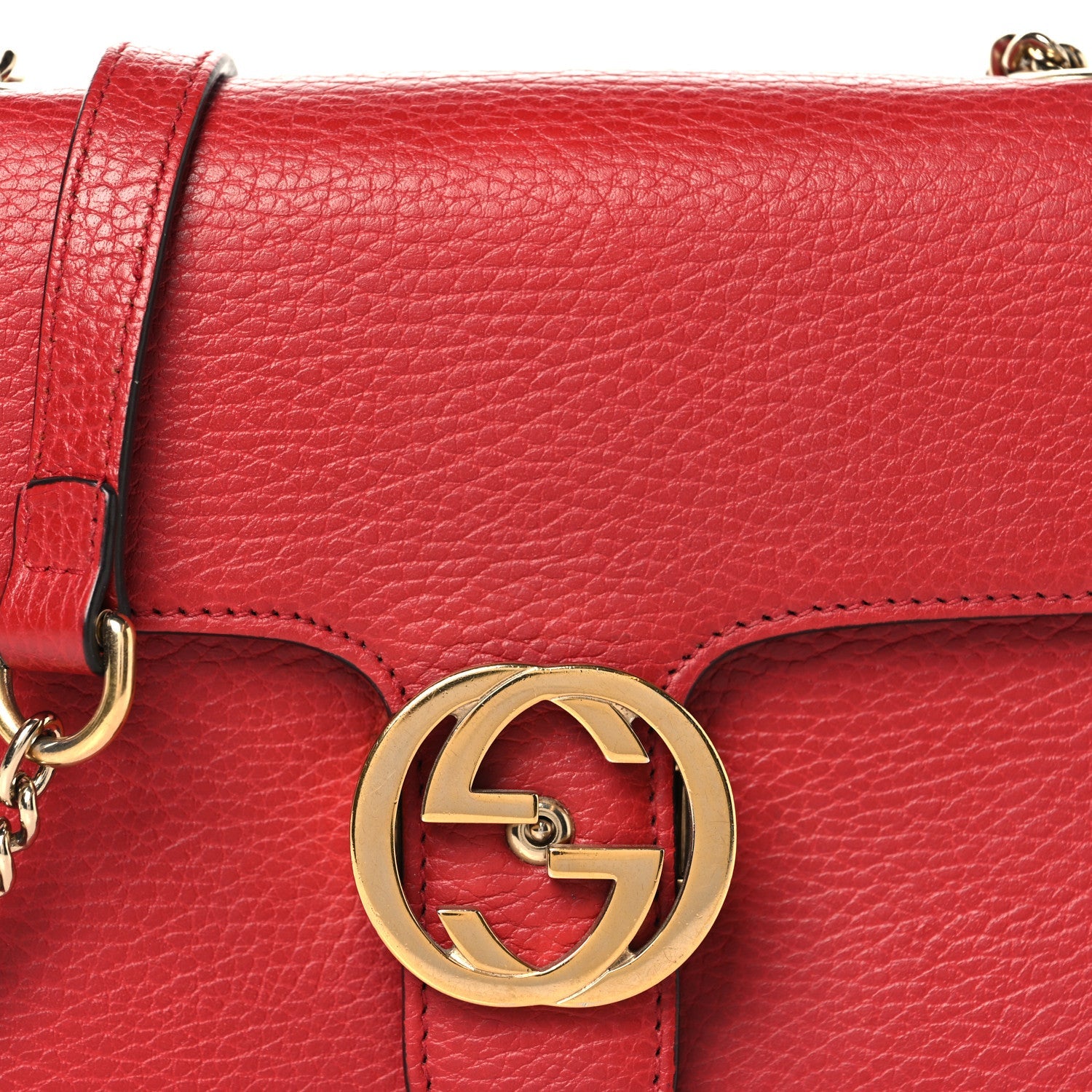 Gucci Dollar Calfskin Small Interlocking G Shoulder Bag Red