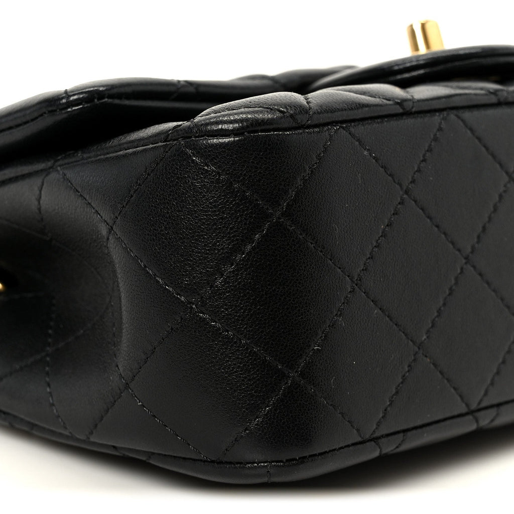 Chanel Lambskin Quilted Mini Rectangular Pearl Crush Flap Black