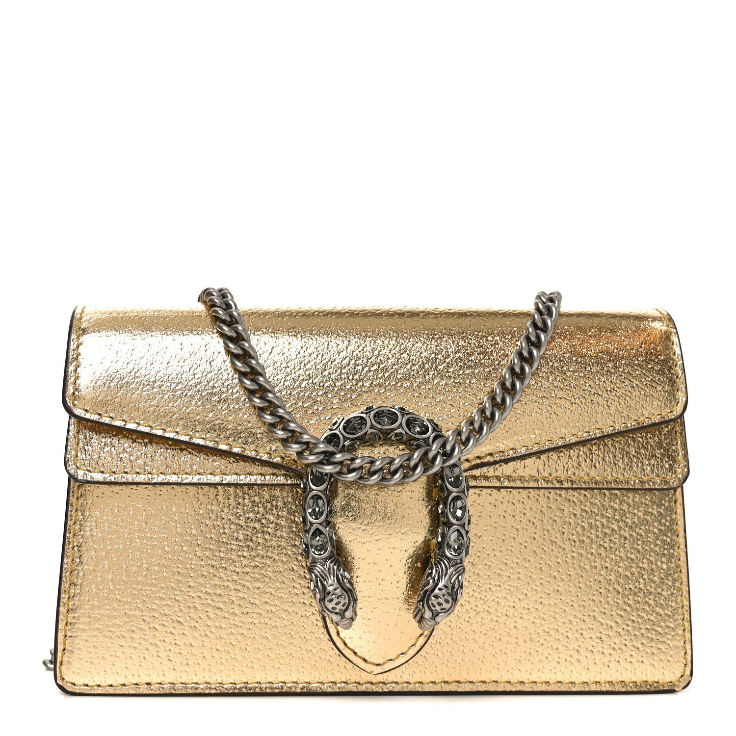 Gucci Metallic Calfskin Super Mini Dionysus Shoulder Bag Gold