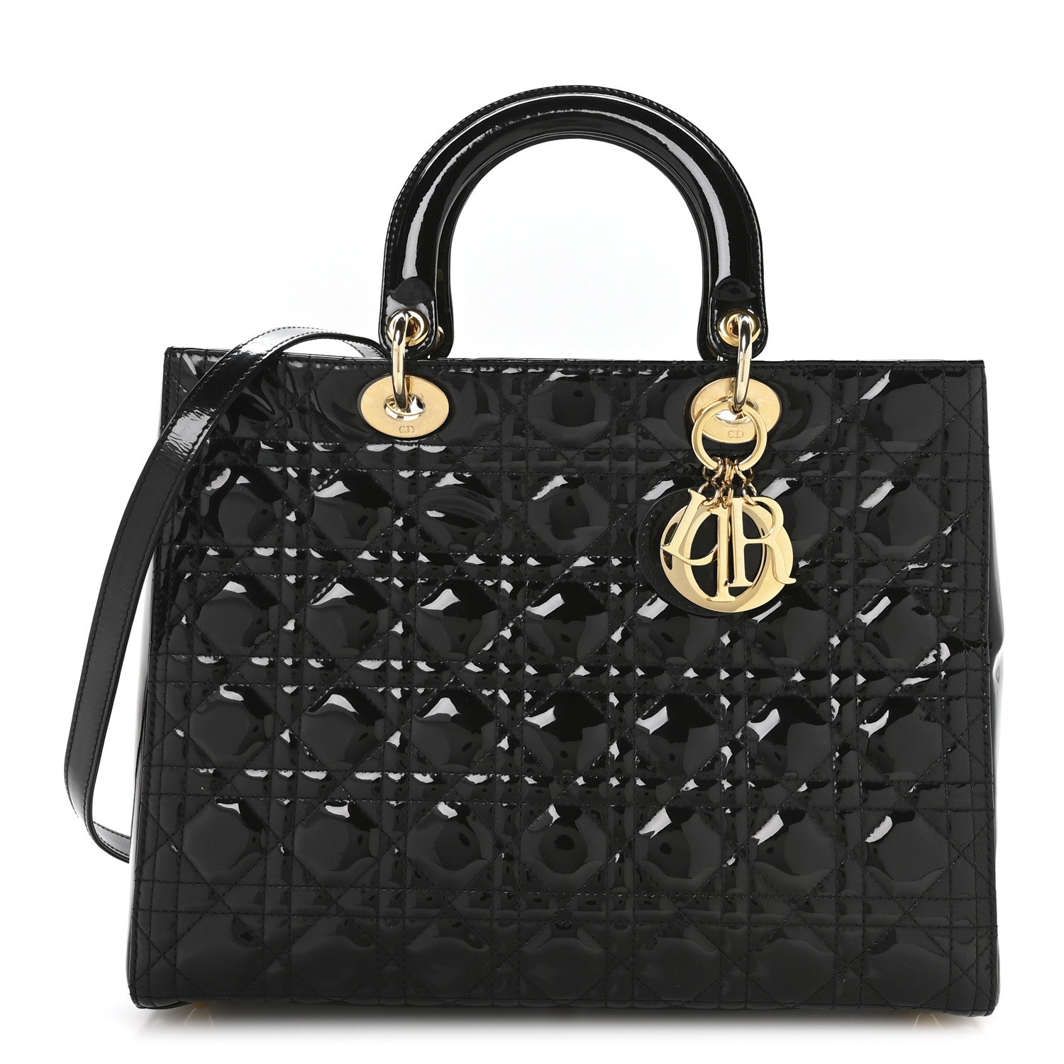 Christian Dior Patent Cannage Large Lady Dior Black