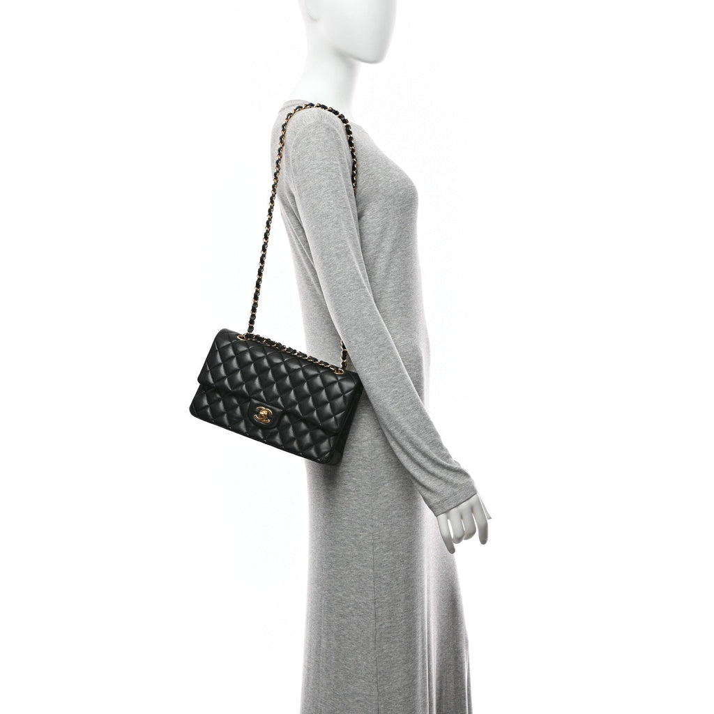 Chanel Lambskin Quilted Medium Double Flap Black