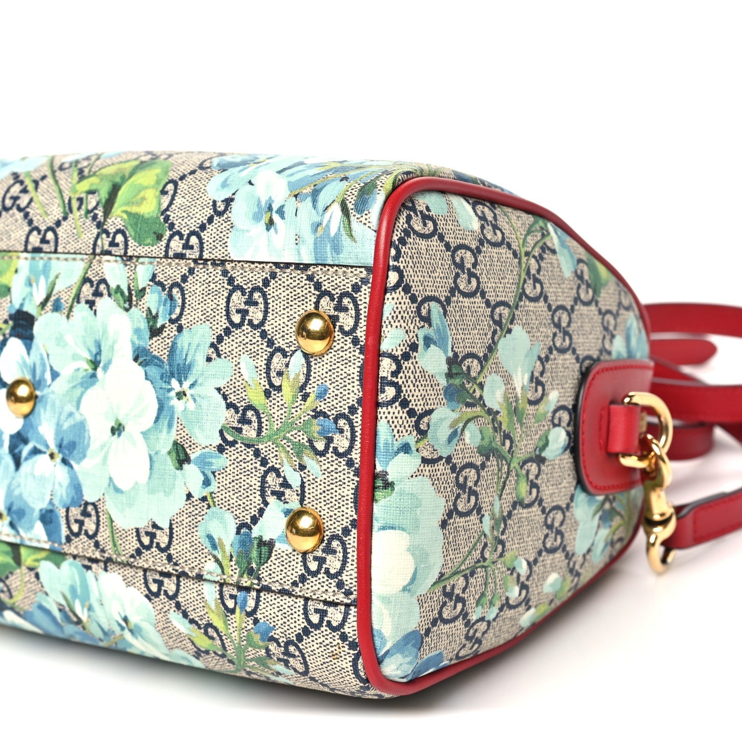 Gucci GG Supreme Monogram Blooms Small Boston Beige Blue Navy Hibiscus Red