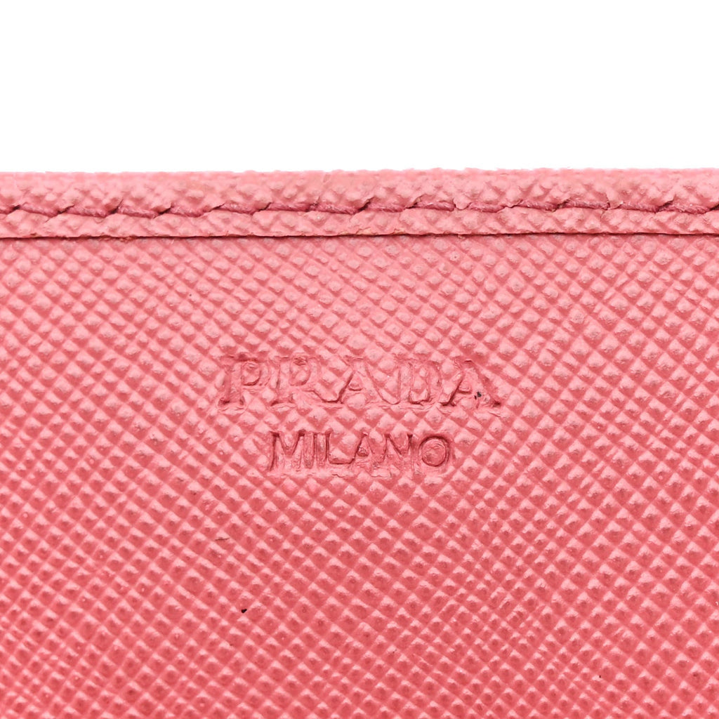 Prada Saffiano Metal Oro Chain Wallet Ibisco