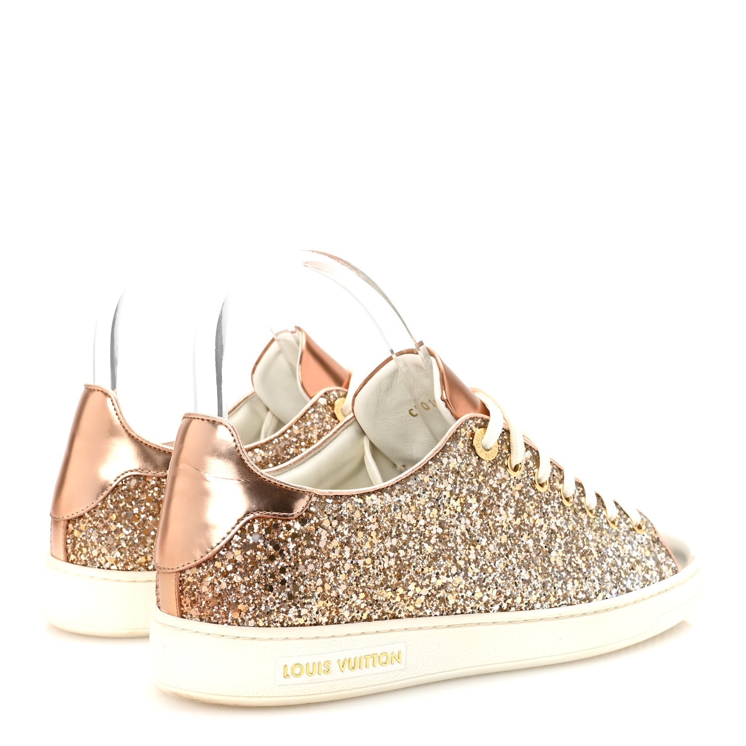 Louis Vuitton Metallic Glitter Frontrow Sneakers 37 Rose Gold