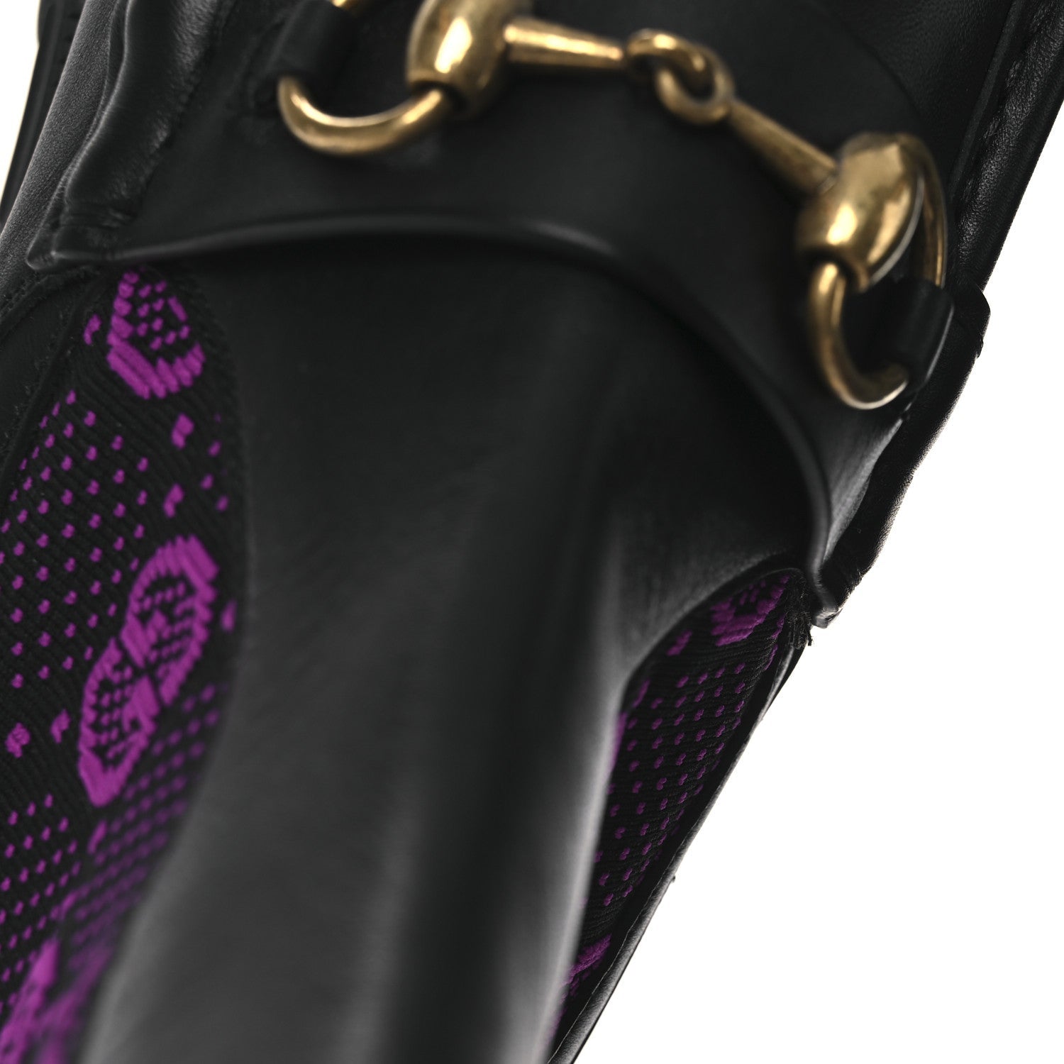 Gucci Quebec Calfskin Technical Jersey Knit GG Monogram Horsebit Ankle Boots 42 Black Fucsia