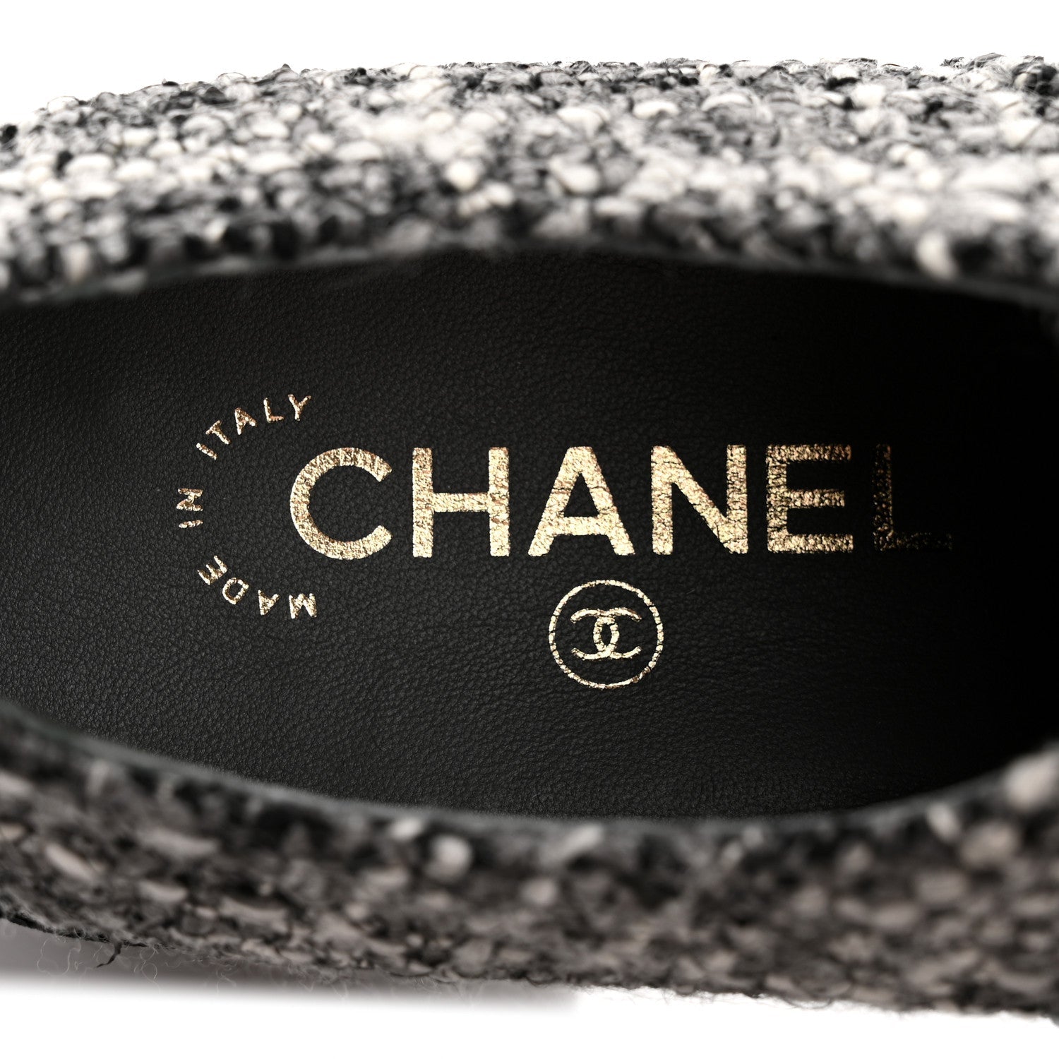 Chanel Tweed Suede CC Lace Up Oxfords 38.5 Grey Black