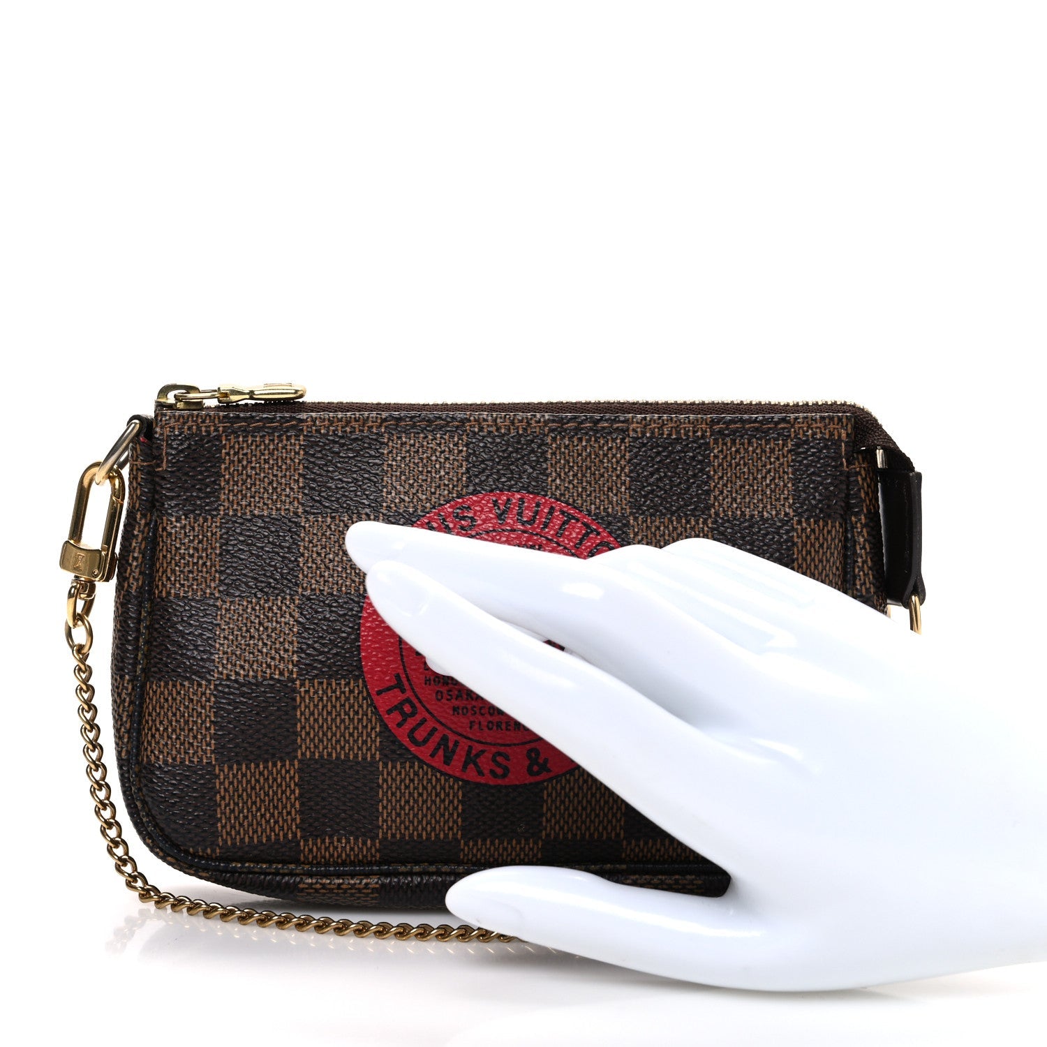 Louis Vuitton Damier Ebene Complice Trunks and Bags Mini Pochette Accessories Red