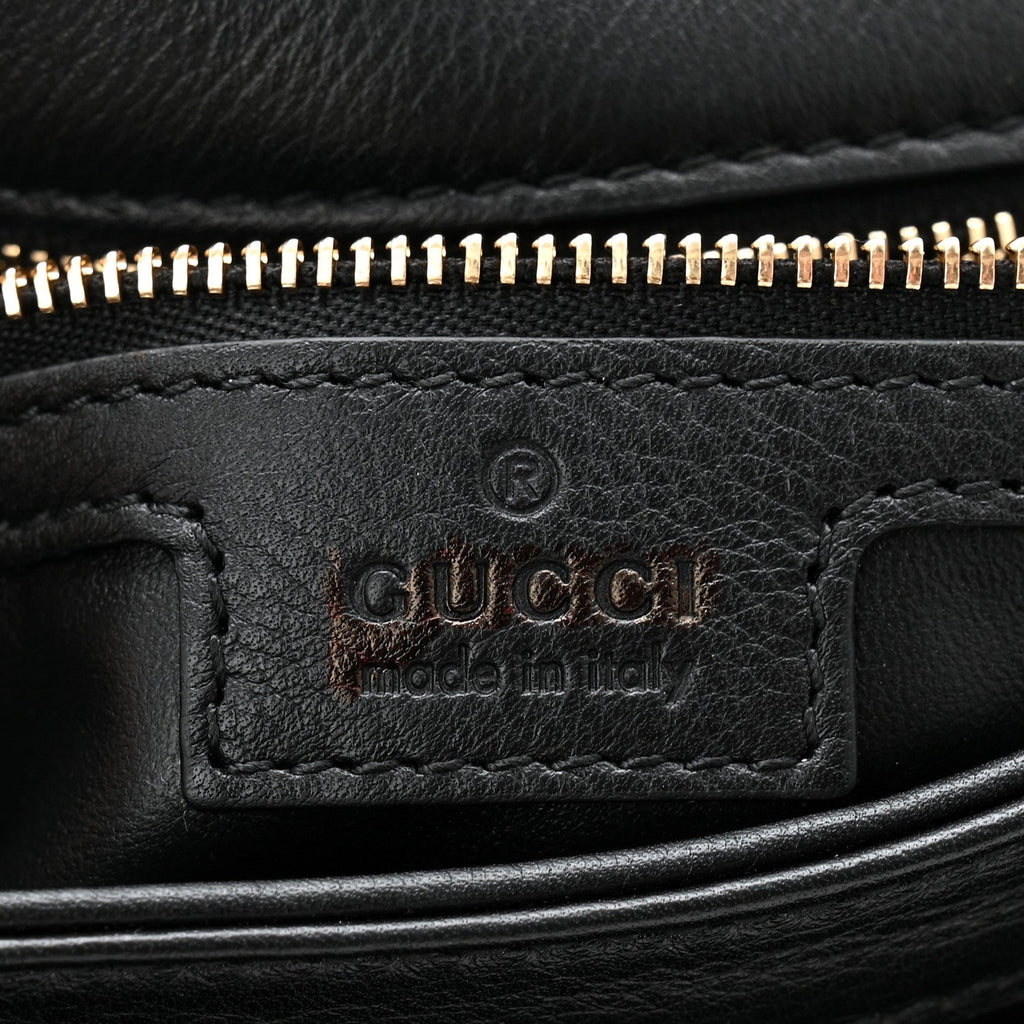 Gucci Roxy Calfskin Web Medium Blondie Top Handle Shoulder Flap Bag Black