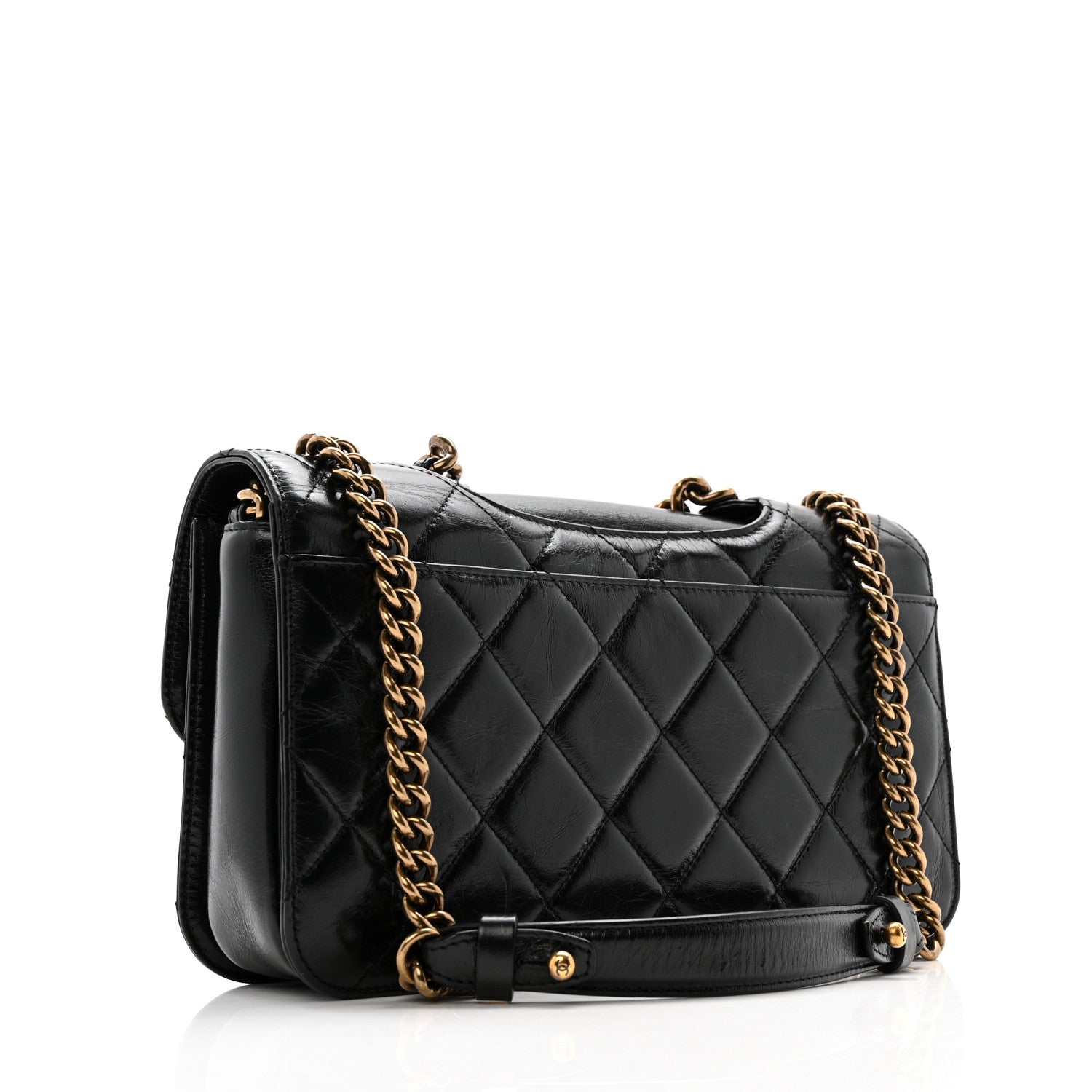 Chanel Glazed Calfskin Quilted Medium Perfect Edge Flap Black