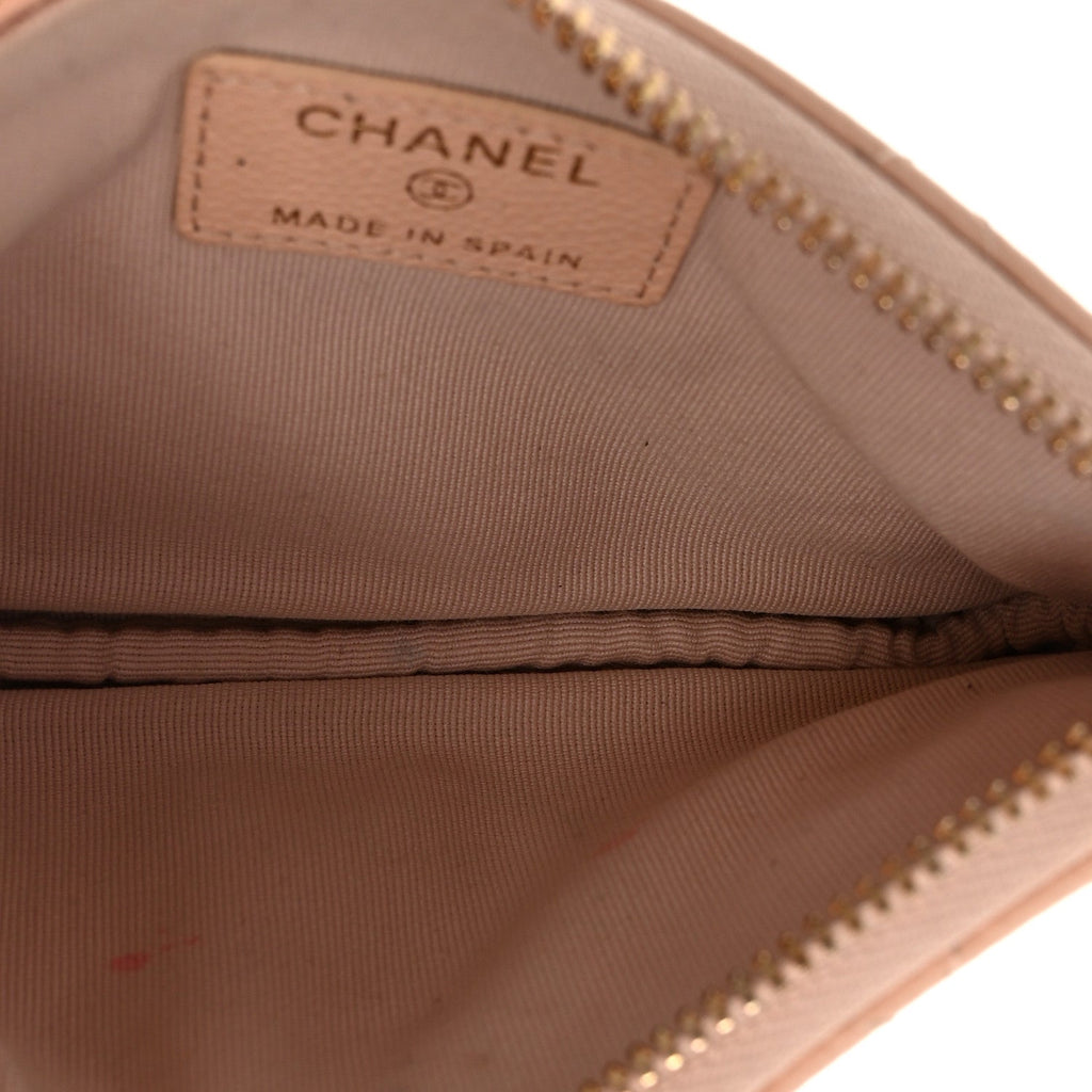 Caviar Quilted Small Cosmetic Case Beige