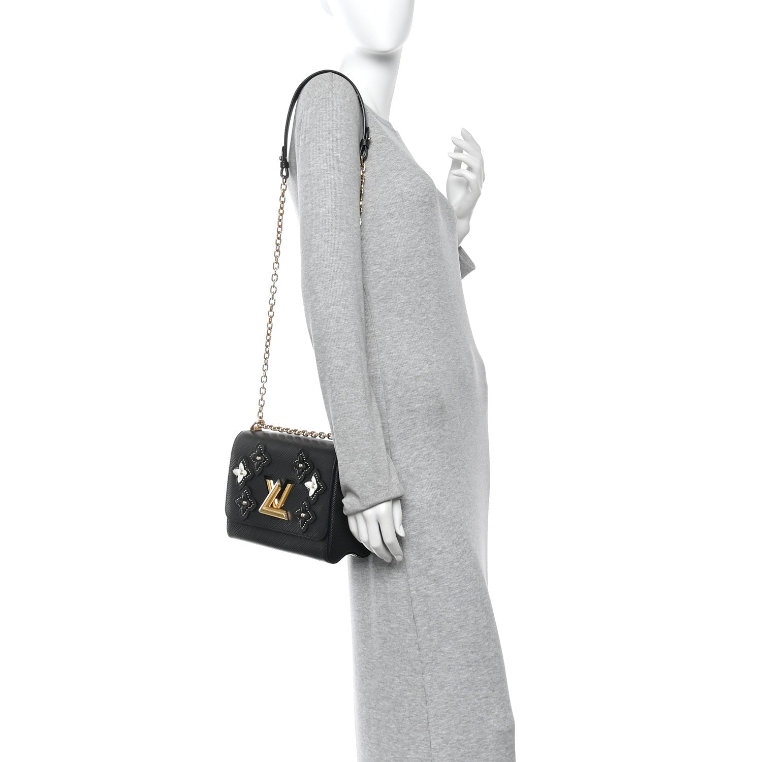 Louis Vuitton Epi Flowers Twist Shoulder Bag MM Black