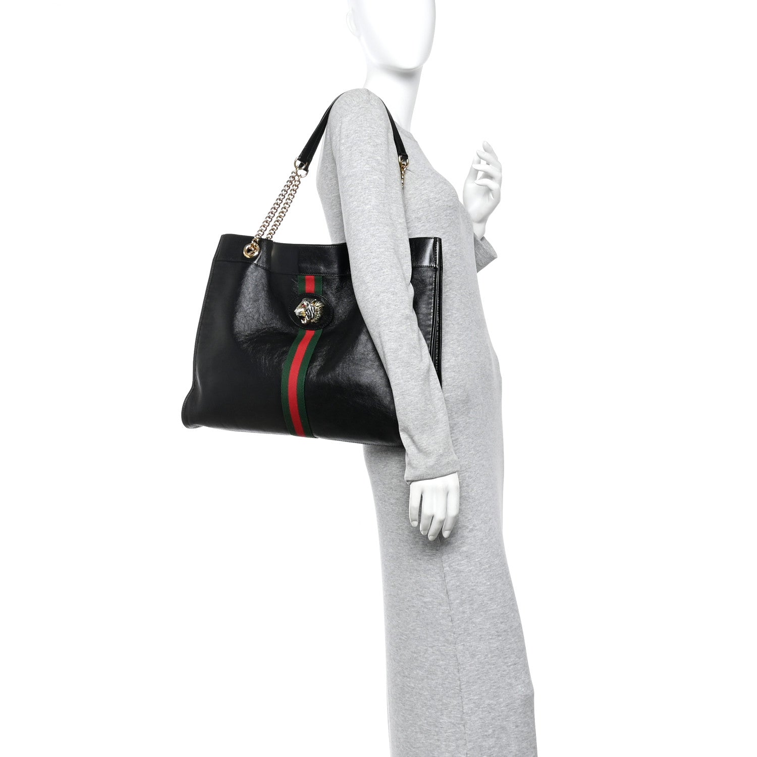 Gucci Calfskin Large Rajah Chain Tote Black