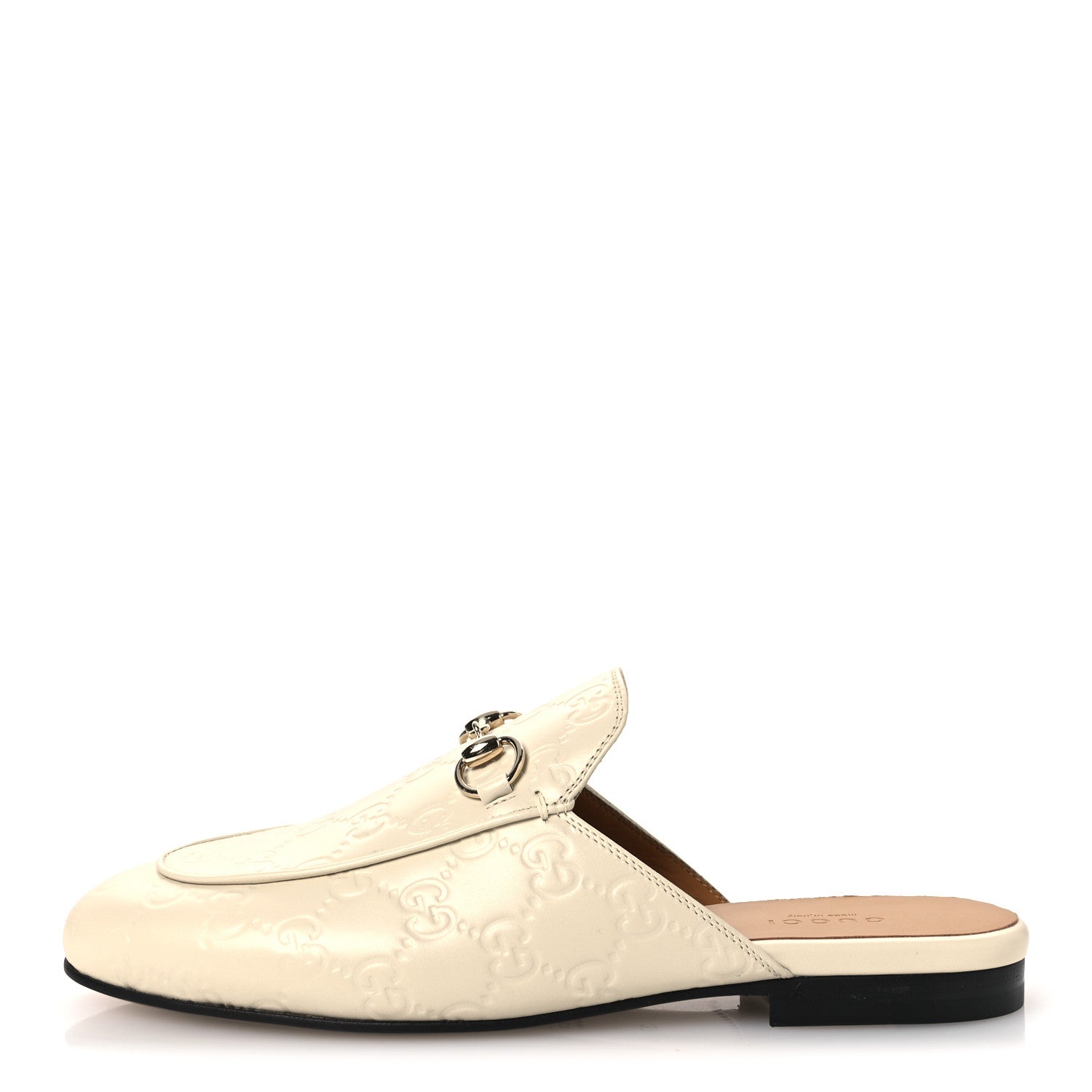 Gucci Glamour Calfskin Guccissima Womens Princetown Slippers 37 New Ivoire