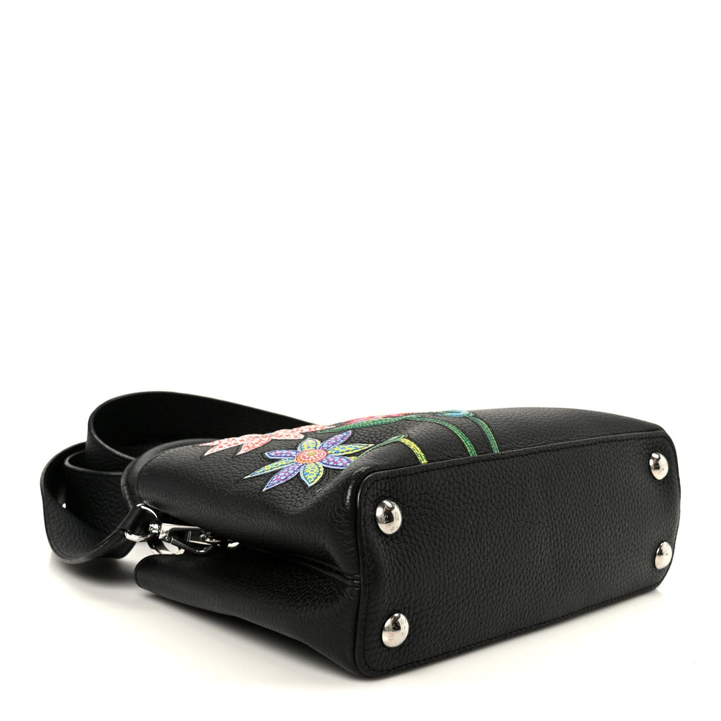 Louis Vuitton LV X YK Taurillon Inlaid Kusama Flowers Capucines BB Black