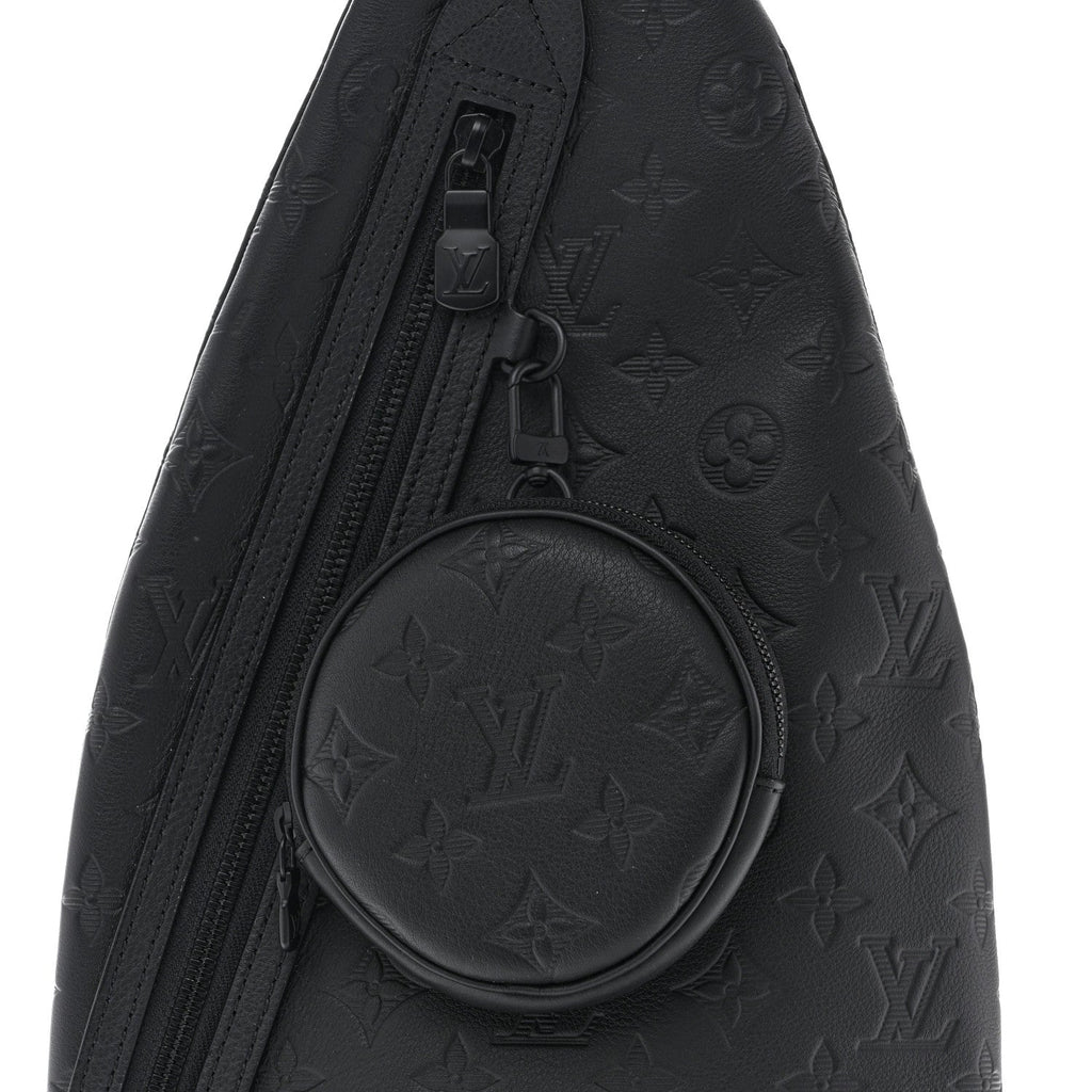 Louis Vuitton Calfskin Shadow Monogram Duo Slingbag Black