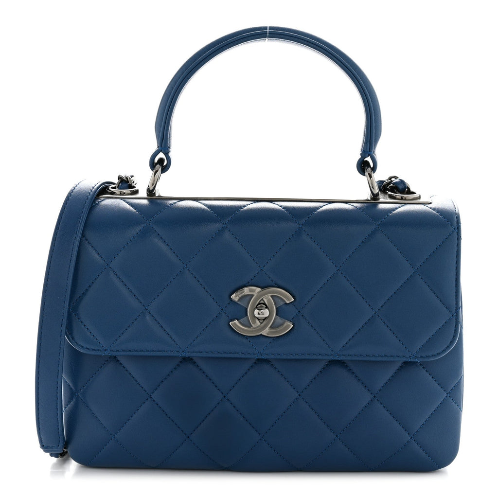 Chanel Lambskin Quilted Small Trendy CC Flap Dual Handle Bag Blue