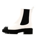 Patent Calfskin Cap Toe CC Ankle Boots 39 White Black