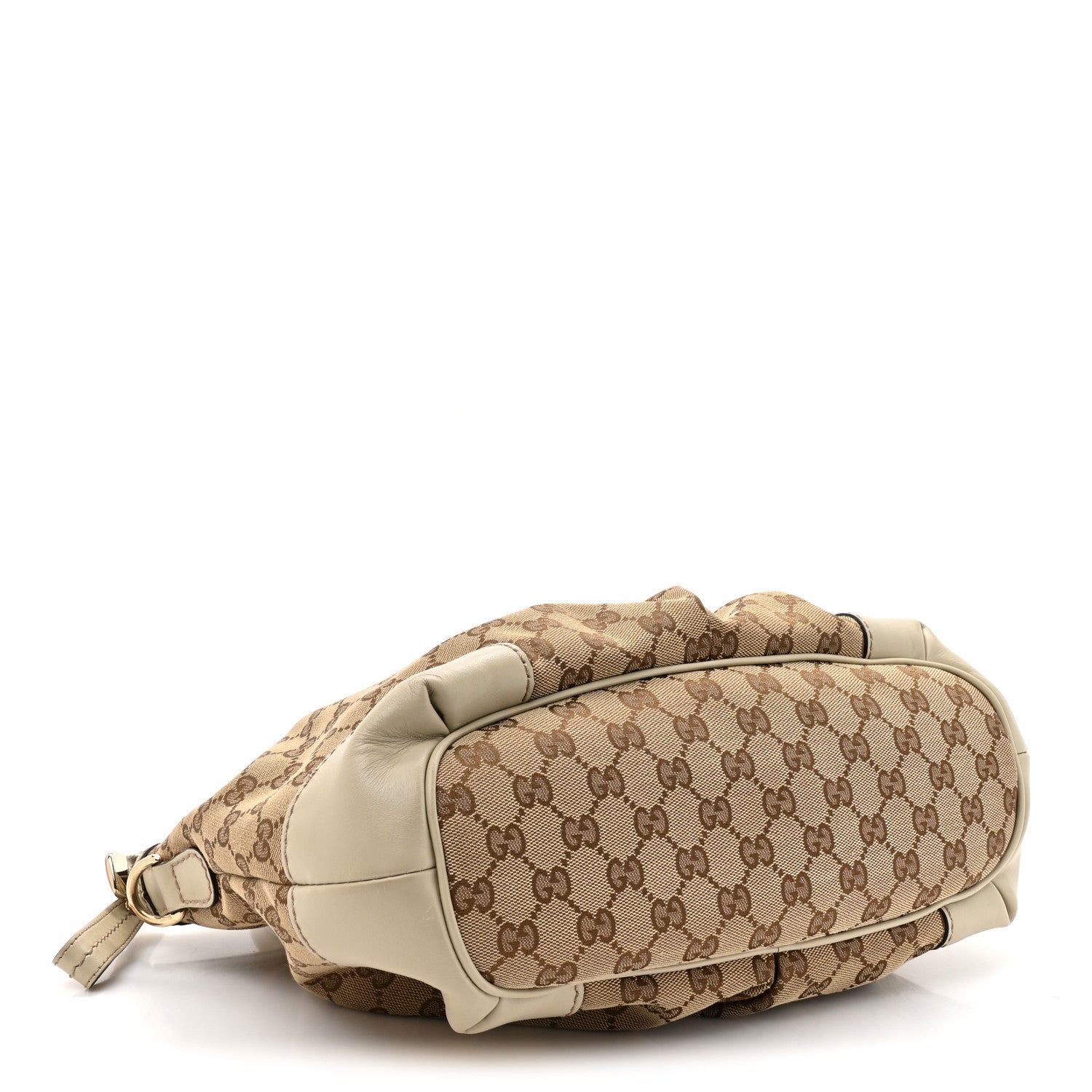 Gucci Monogram Margaux Calfskin Medium Sukey Top Handle Bag Beige Ebony Mystic White