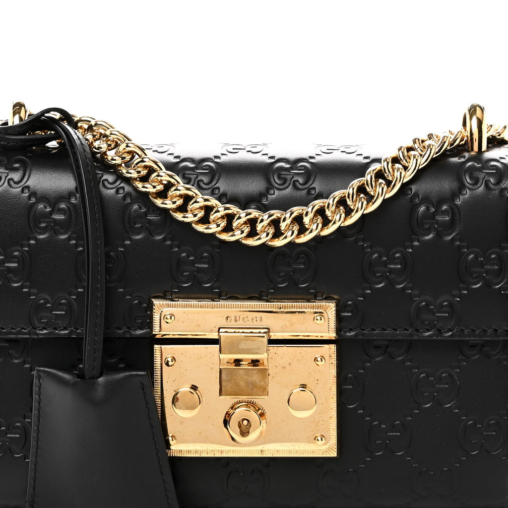Gucci Guccissima Small Padlock Shoulder Bag Black