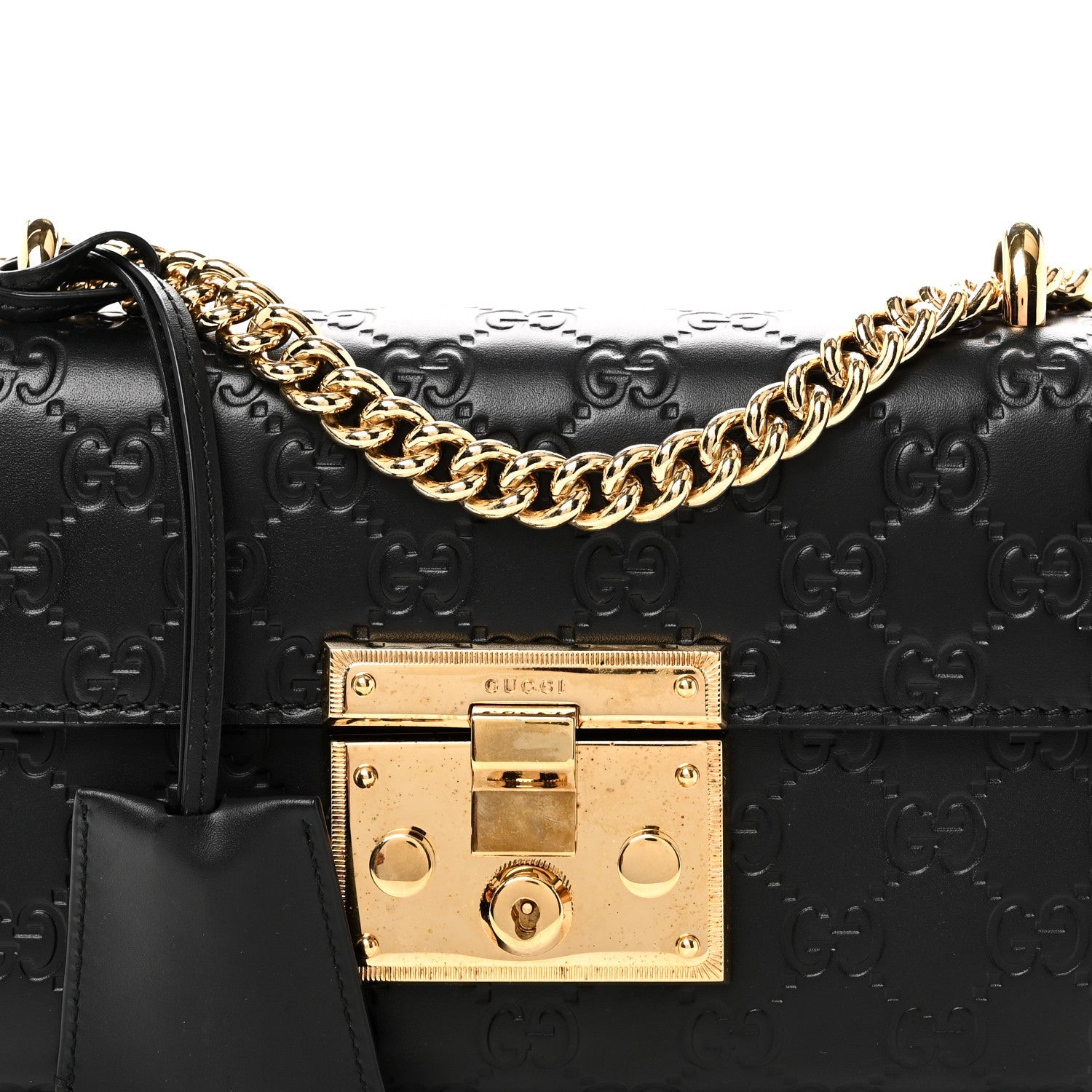 Gucci Guccissima Small Padlock Shoulder Bag Black